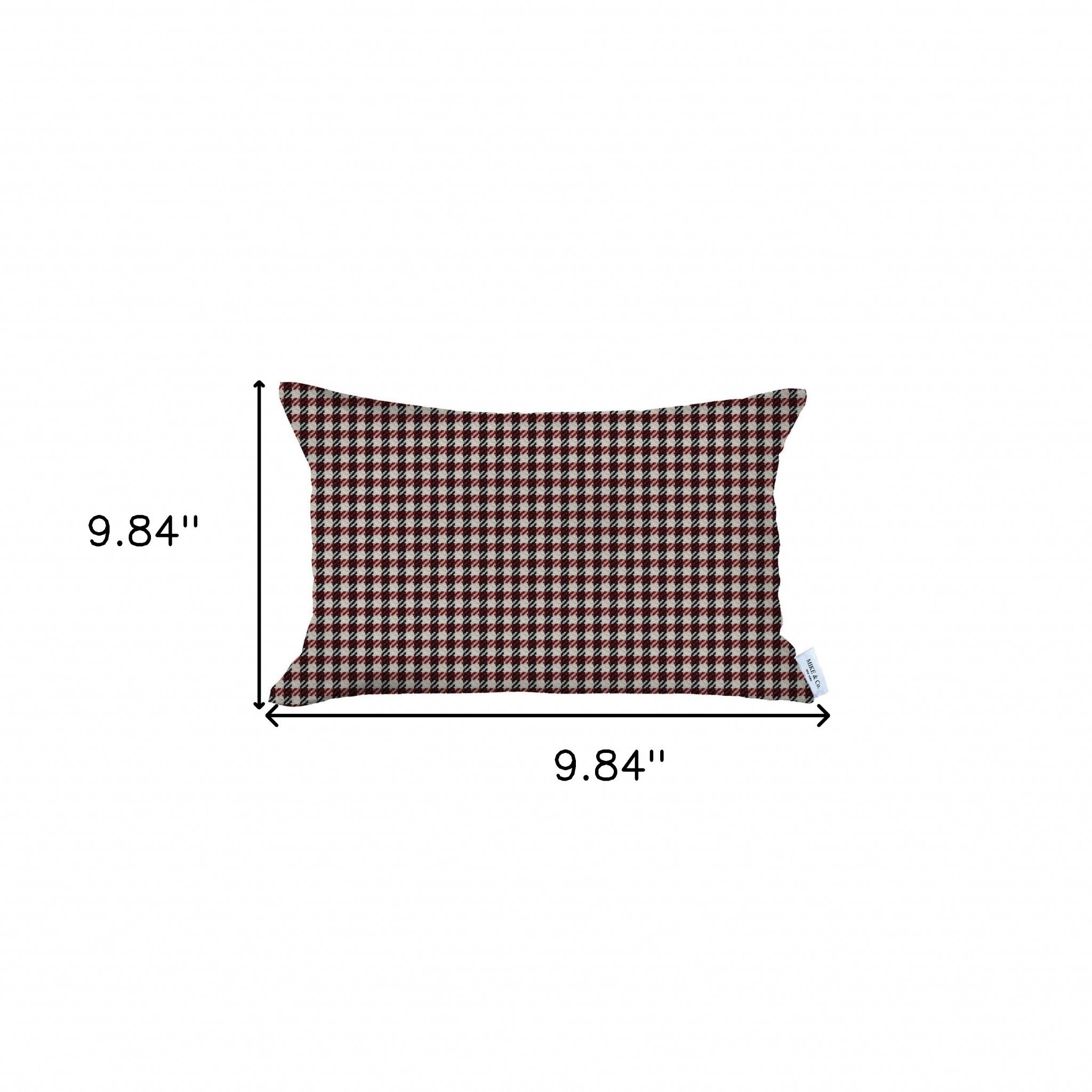 12" X 20" Red Houndstooth Zippered Handmade Polyester Lumbar Pillow Cover