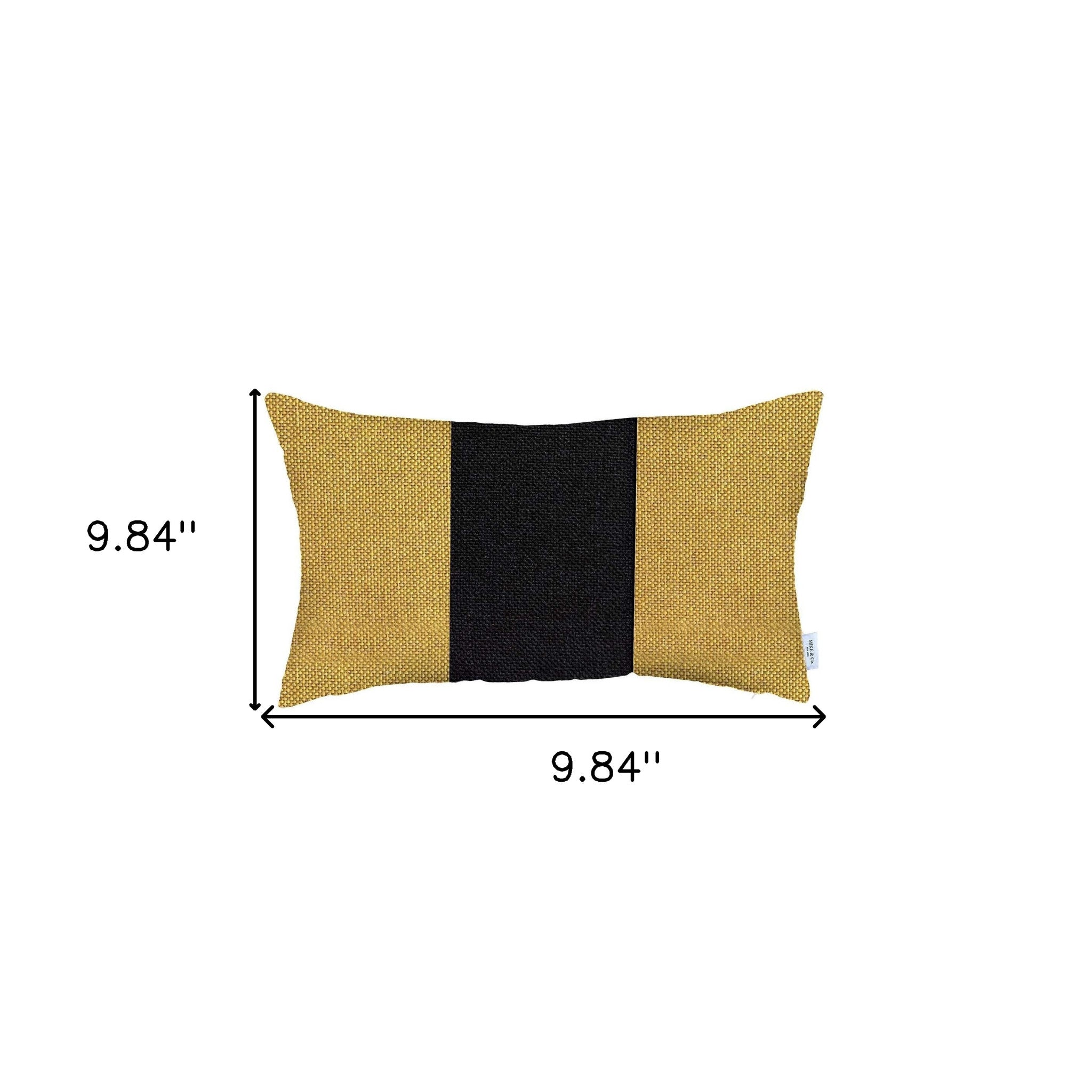 12" X 20" Black And Yellow Geometric Zippered Handmade Polyester Lumbar Pillow Cover