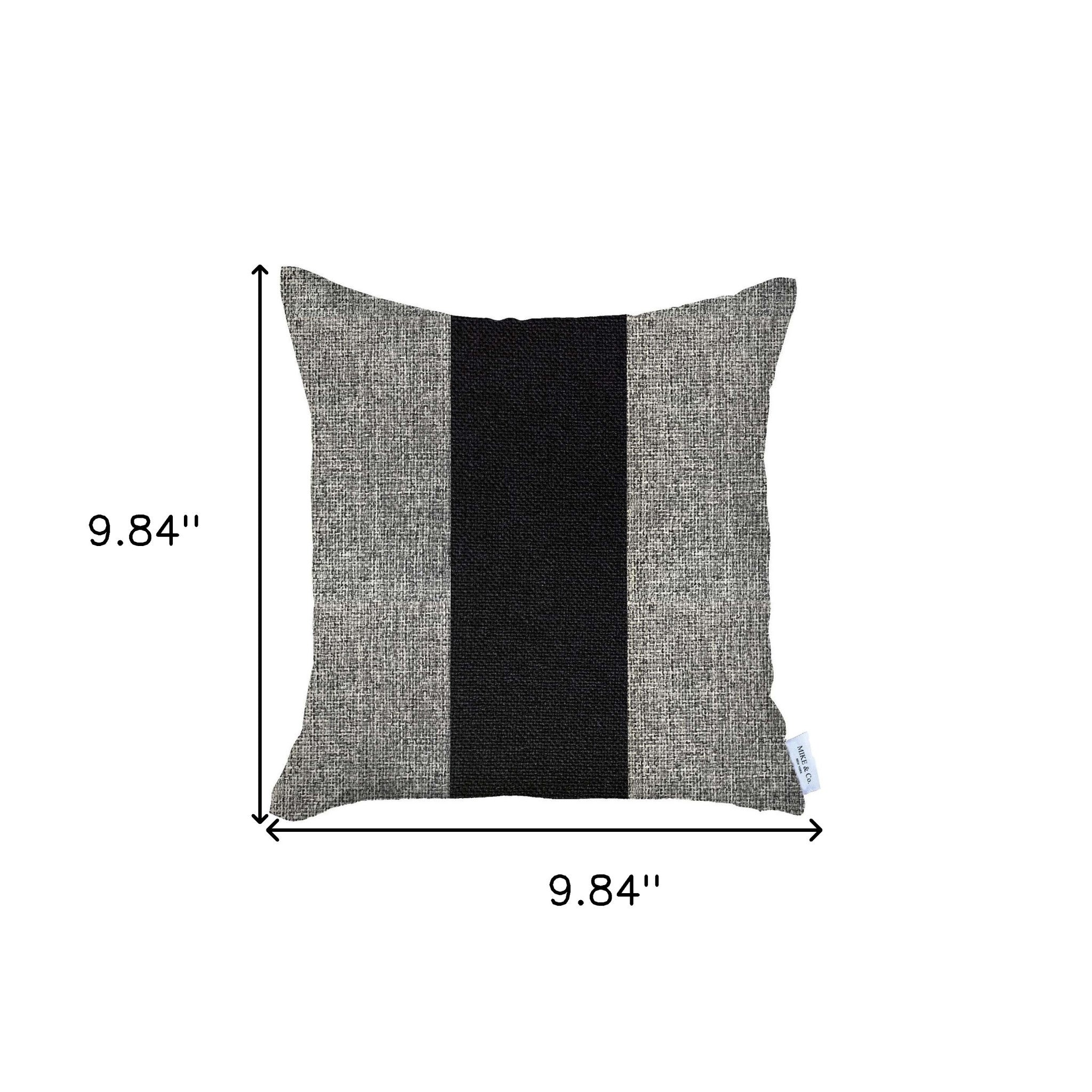 18" X 18" Grey And Black Geometric Zippered Handmade Polyester Throw Pillow Cover