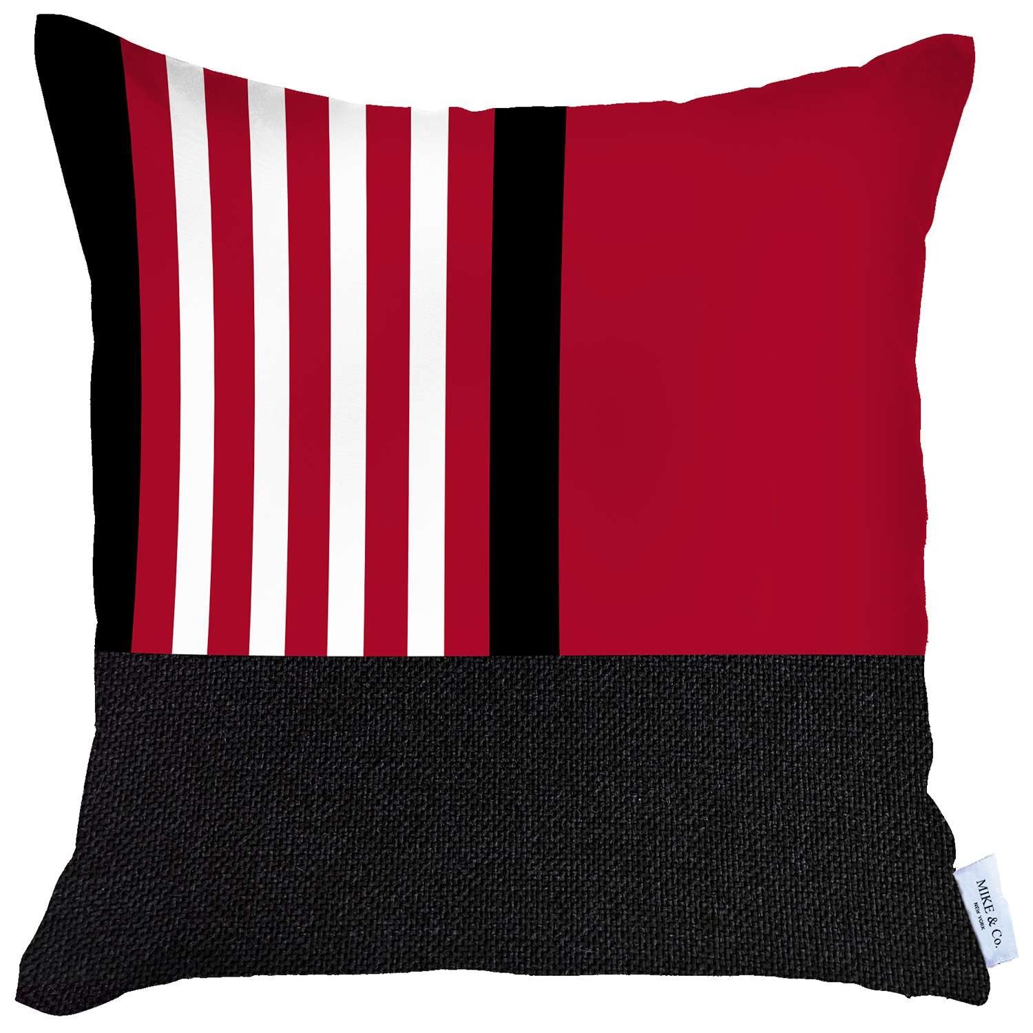 18" X 18" Red Striped Zippered Handmade Polyester Throw Pillow Cover