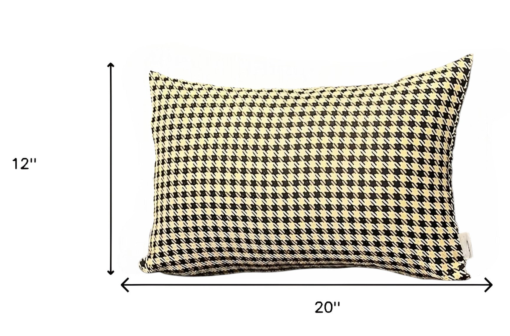 Set Of Two 20" X 12" Yellow Polyester Houndstooth Zippered Pillow