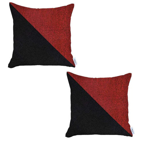 Set of Two 3" Red and Black Throw Pillow