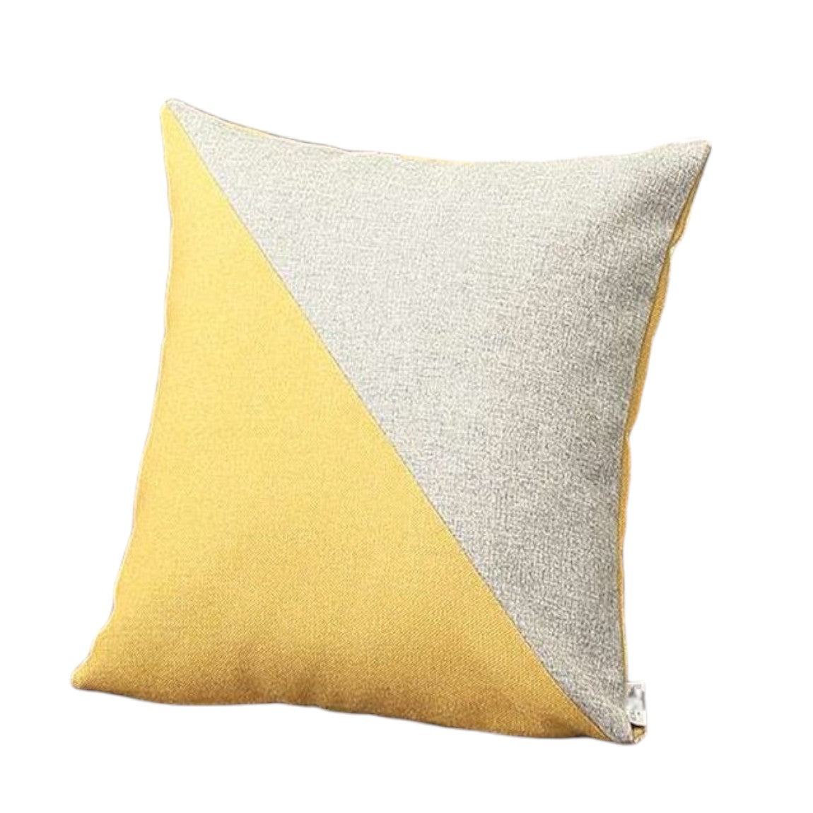 Set Of Two 18" X 18" Grey And Yellow Polyester Geometric Zippered Pillow