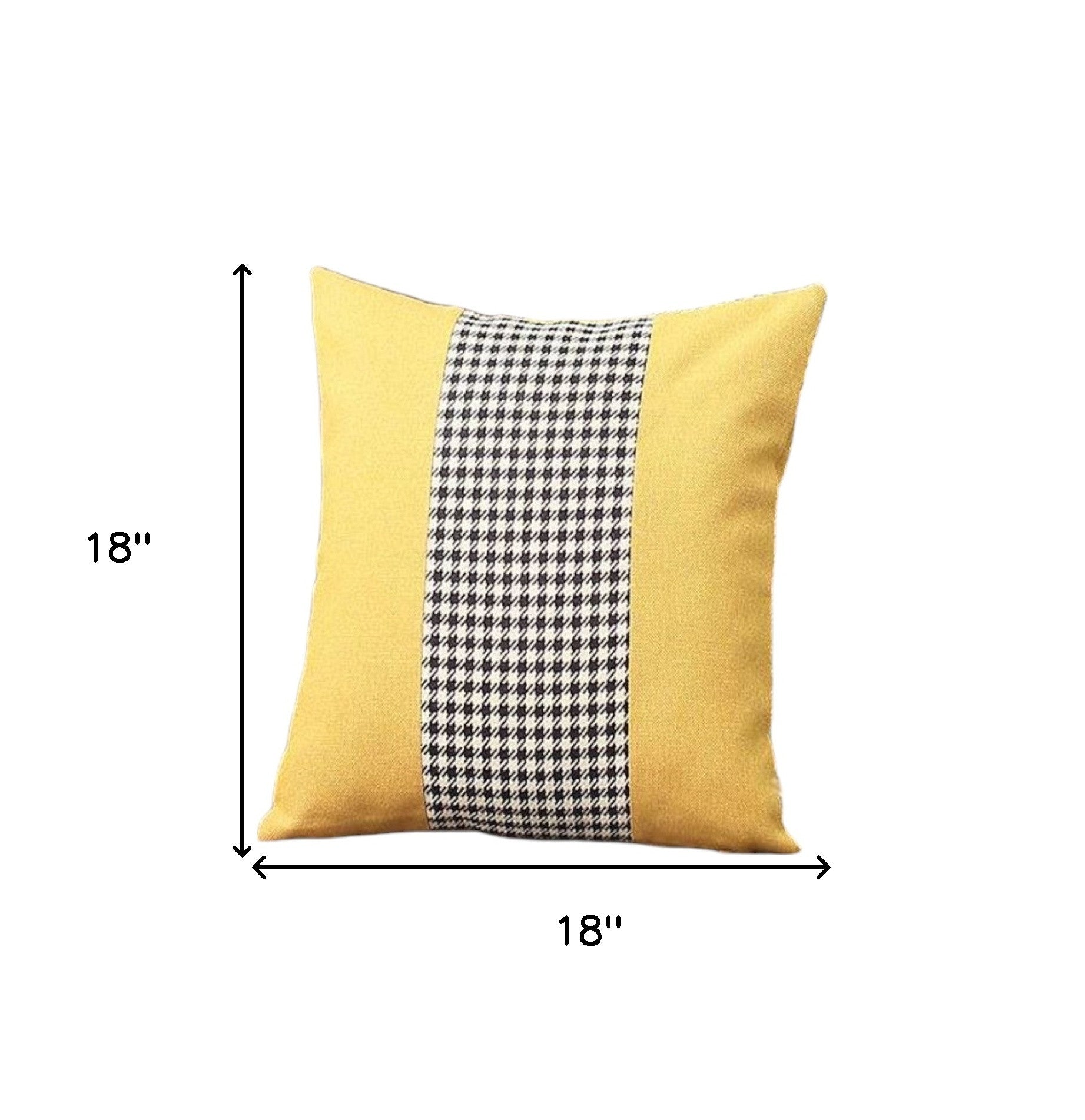 Set Of Two 18" X 18" Yellow And White Polyester Houndstooth Zippered Pillow