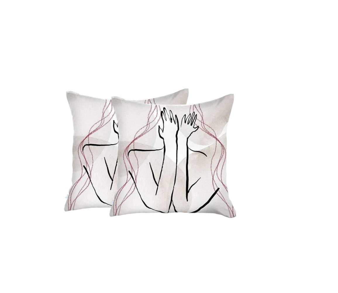 Set of Two 18" X 18" Gray and Black Abstract Polyester Zippered Pillow