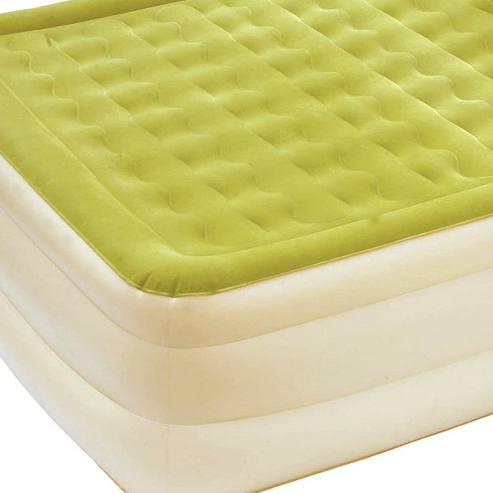 Raised Head Moss Green Inflatable Queen Size Bed Mattress