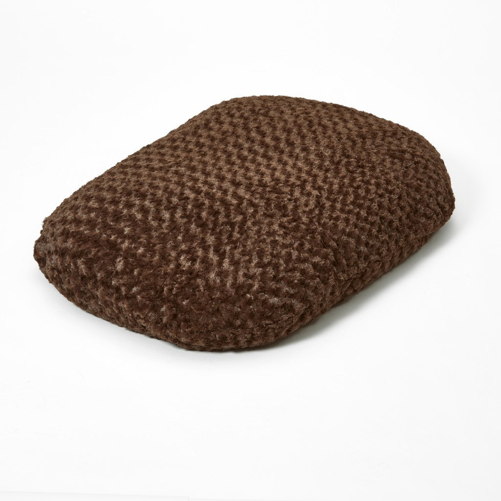 Brown 2" x 3" Lux Faux Fur Oval Pet Bed