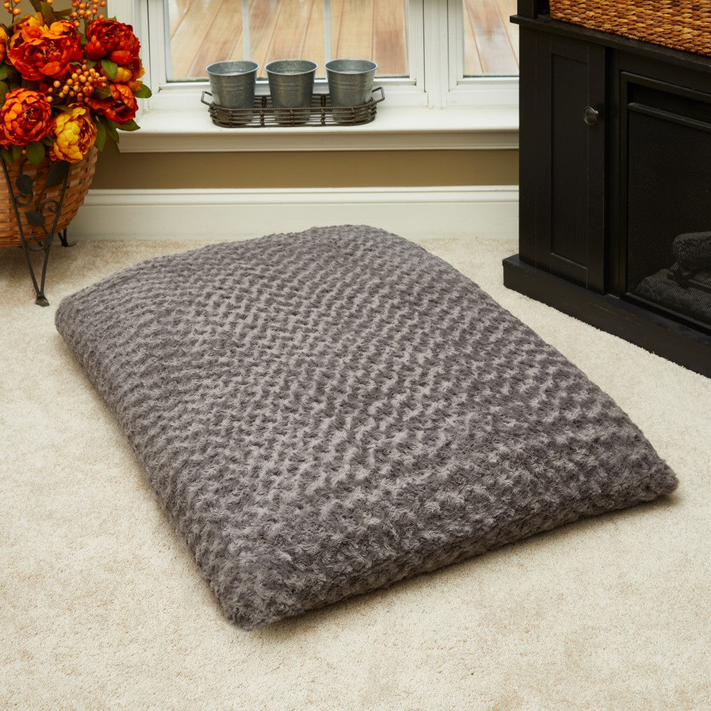 Gray 3" x 4" Lux Faux Fur Rectangle Pet Bed