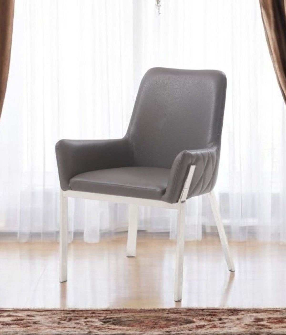 Grey Faux Leather Dining Chair