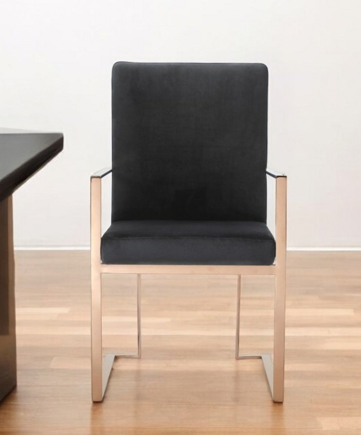 Black Rosegold Velvet Dining Chair