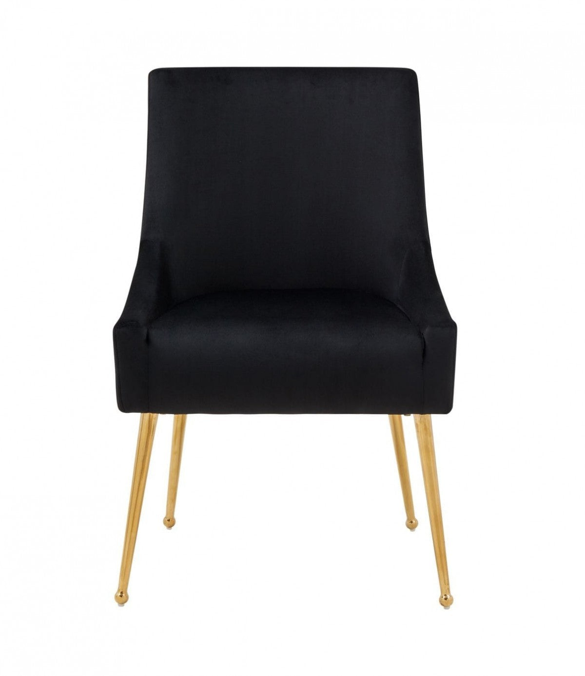 Set of Two Black Gold Velvet Dining Chairs