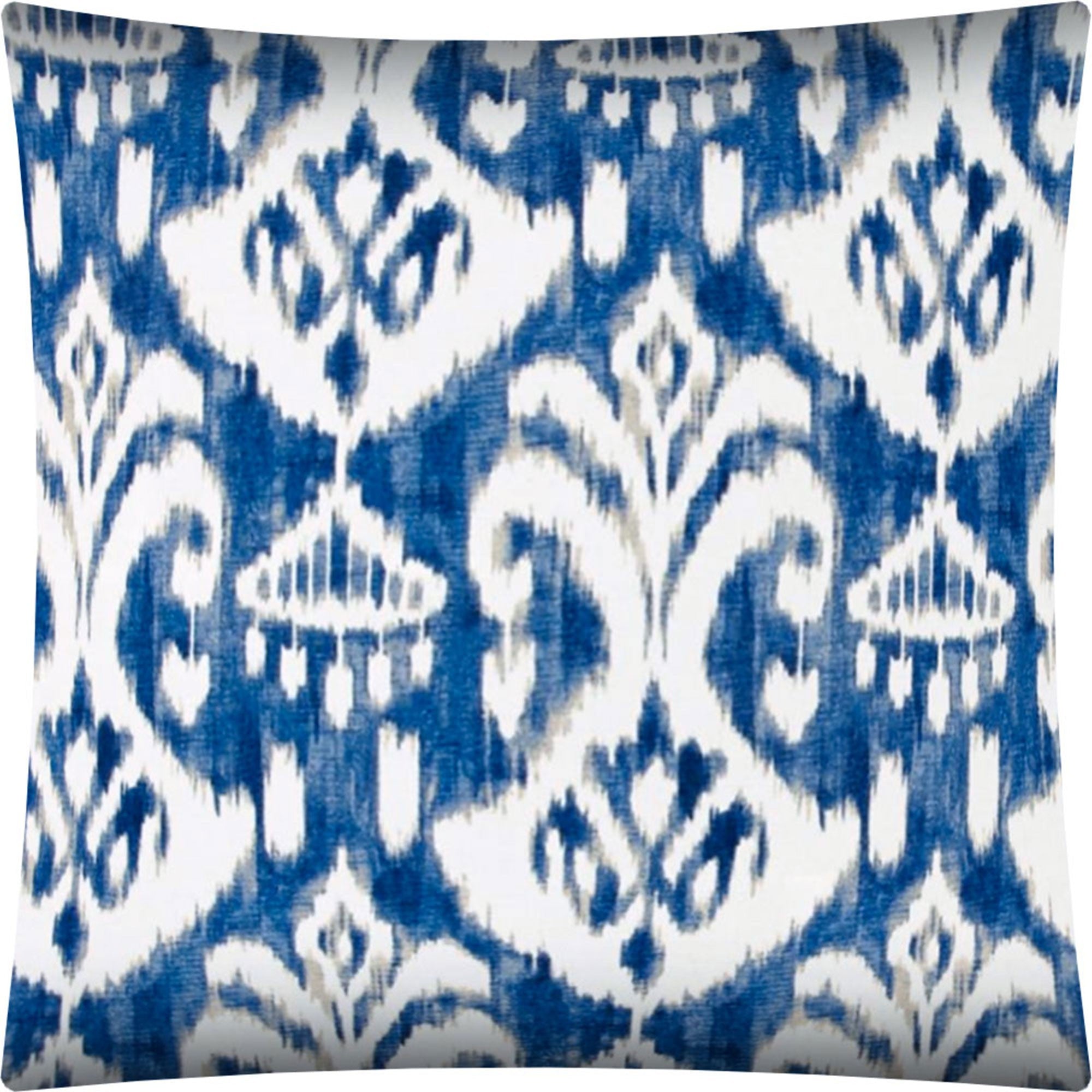 17" Indigo Taupe and Cream Ikat Indoor Outdoor Throw Pillow Cover