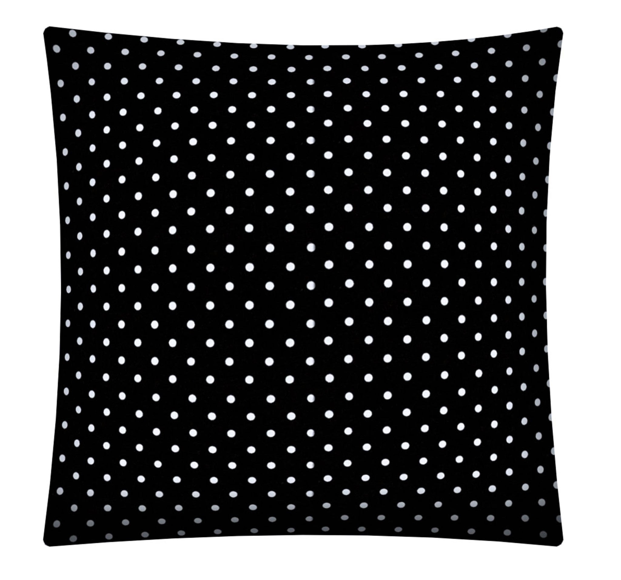 17" Black and White Polka Dot Indoor Outdoor Throw Pillow Cover