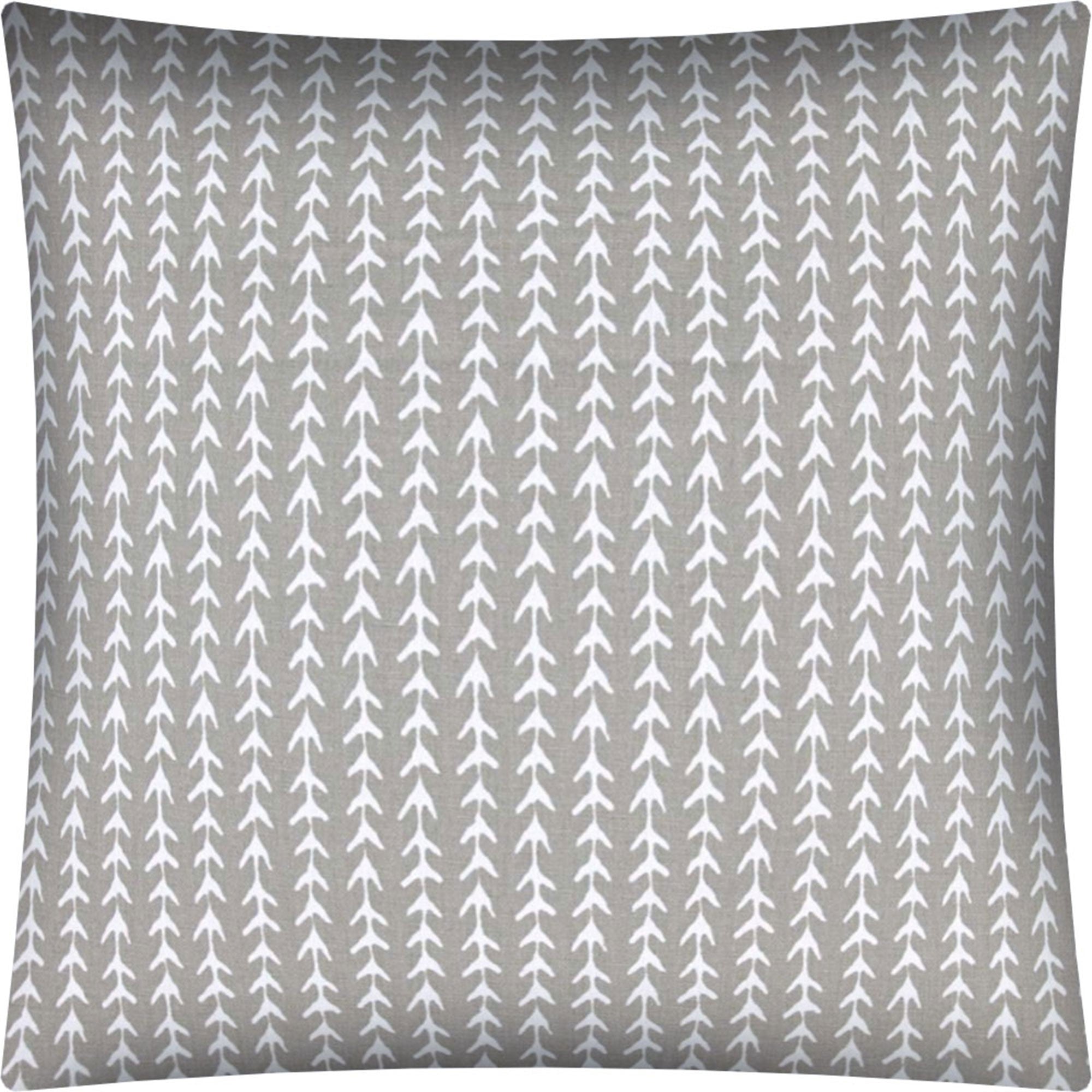 17" Taupe and White Striped Indoor Outdoor Throw Pillow Cover