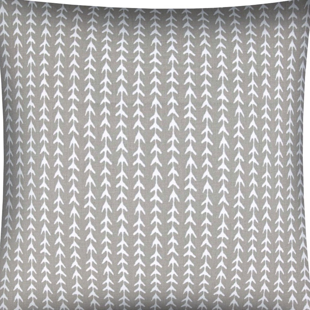 17" Taupe and White Striped Indoor Outdoor Throw Pillow Cover