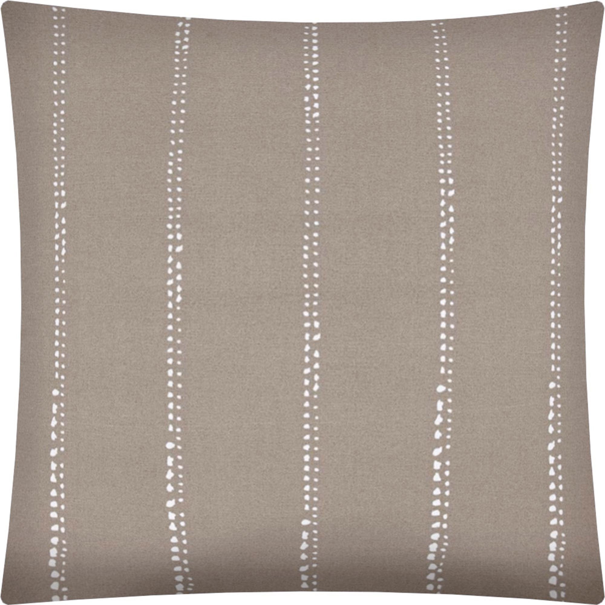 17" X 17" Taupe And White Zippered Striped Throw Indoor Outdoor Pillow Cover