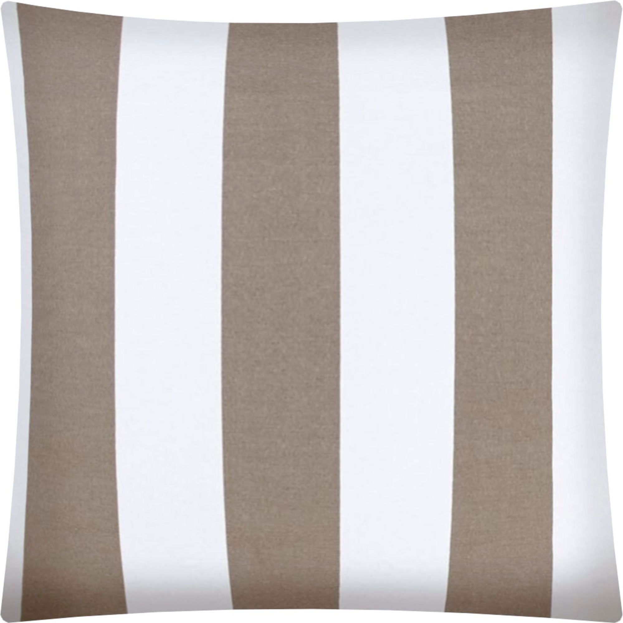 17" X 17" Taupe And Ivory Zippered Striped Throw Indoor Outdoor Pillow Cover