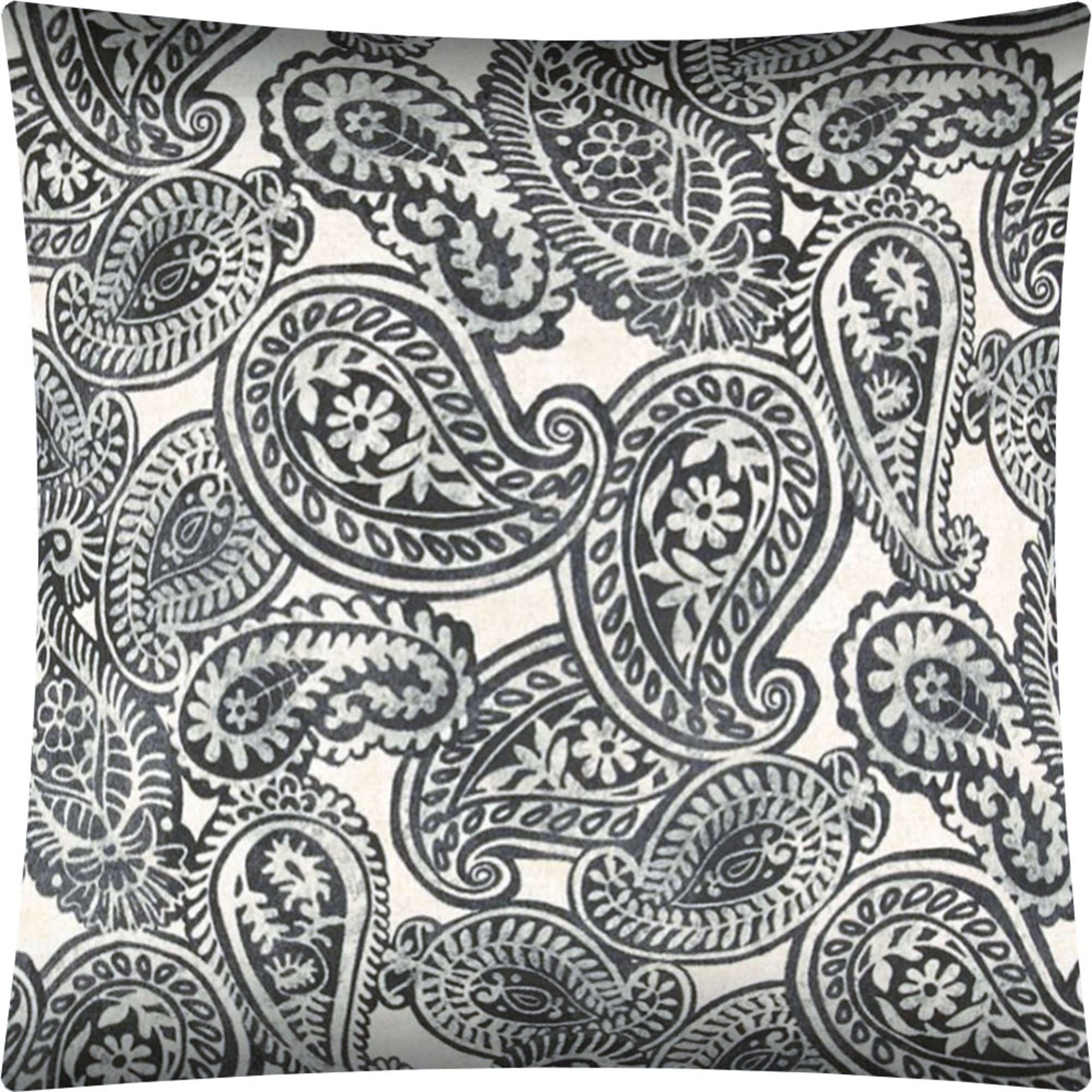 17" X 17" Gray And Cream Zippered Paisley Throw Indoor Outdoor Pillow Cover