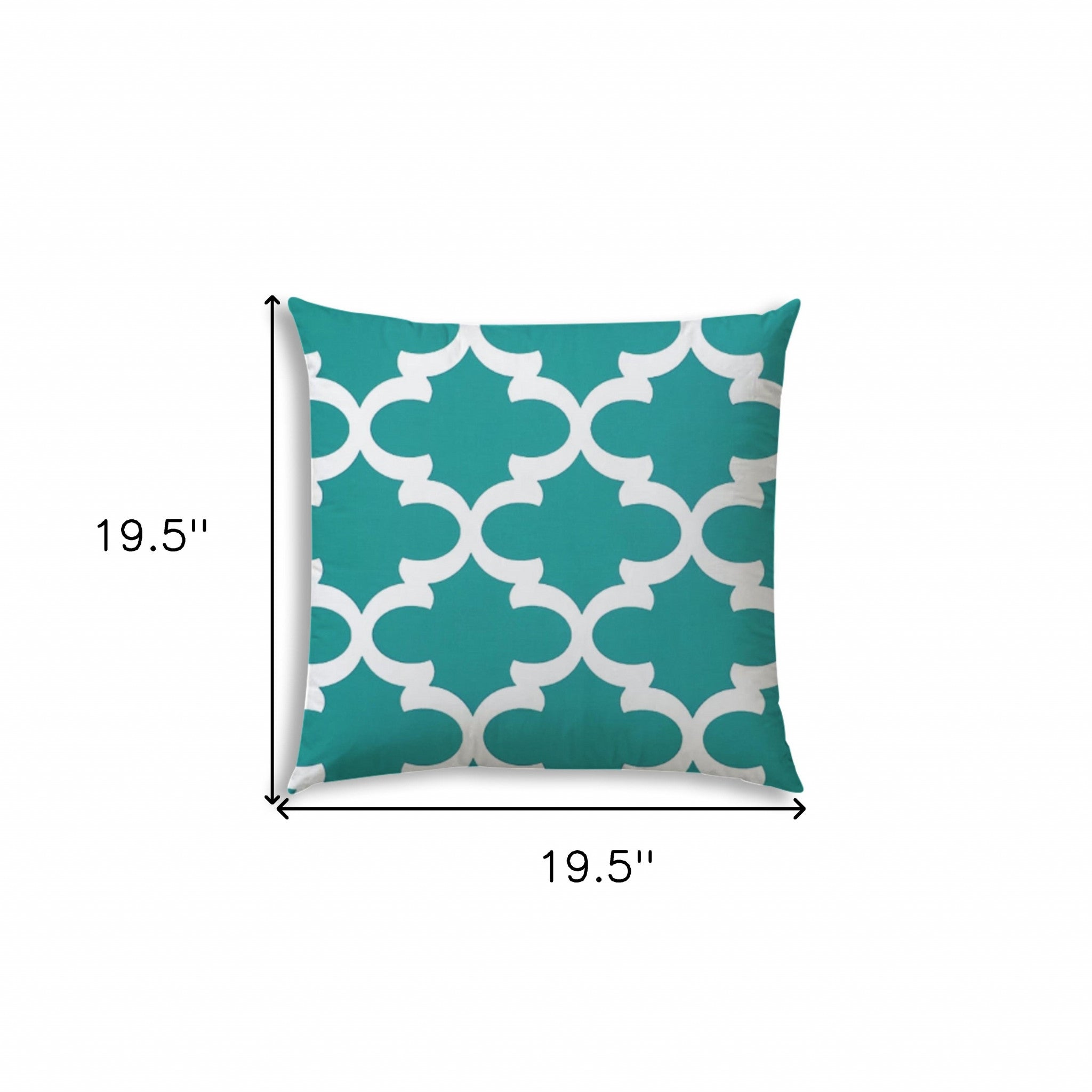 20" Turquoise and White Quatrefoil Indoor Outdoor Throw Pillow Cover