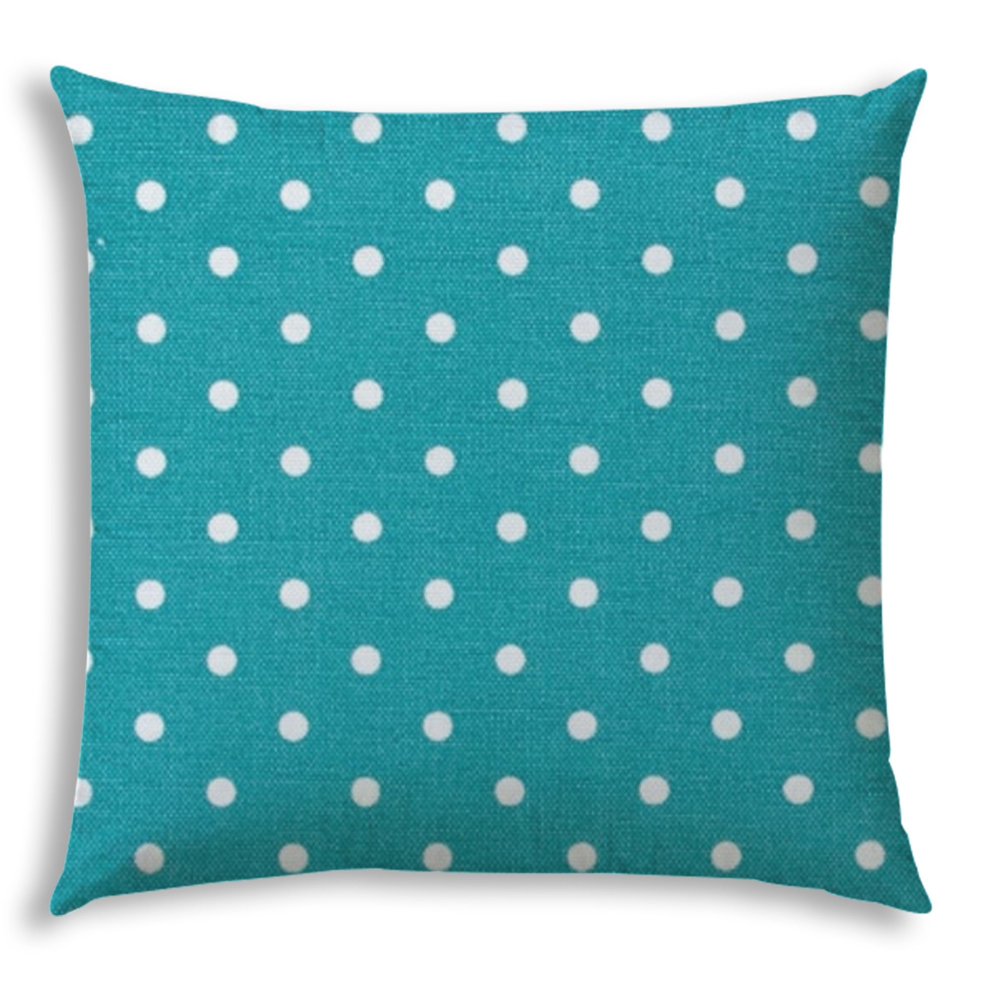 20" Turquoise and White Polka Dot Indoor Outdoor Throw Pillow Cover