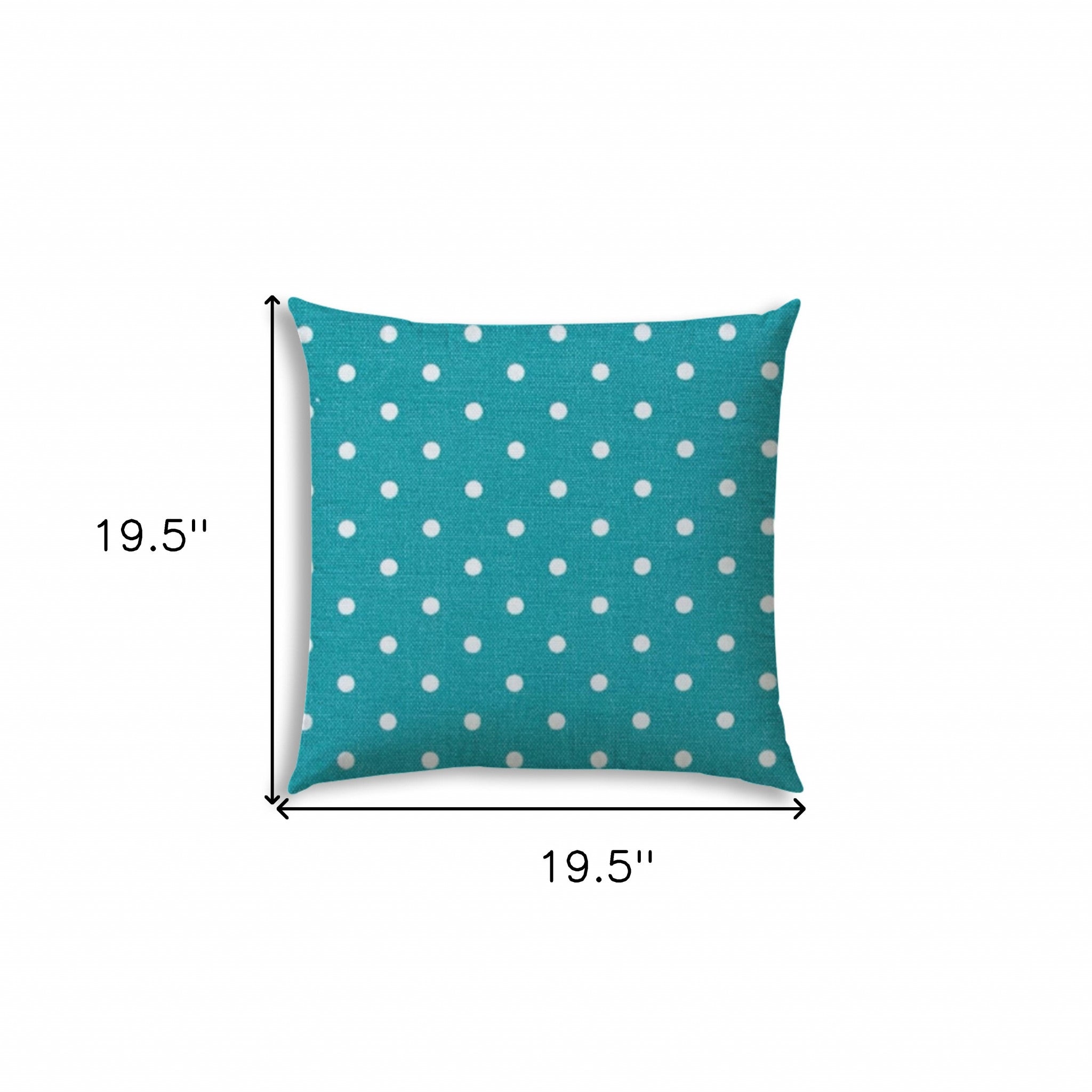 20" Turquoise and White Polka Dot Indoor Outdoor Throw Pillow Cover