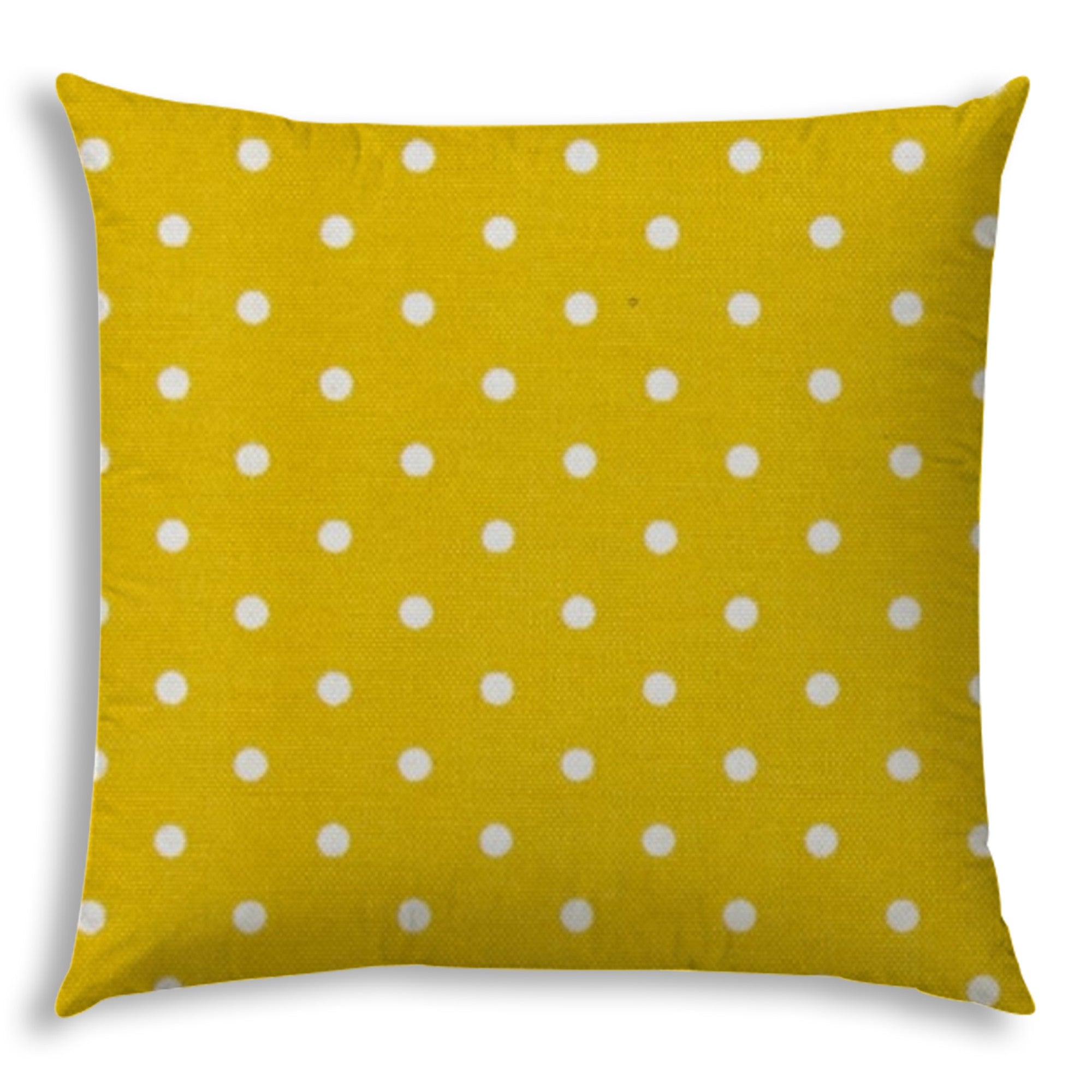 20" Yellow and White Polka Dot Indoor Outdoor Throw Pillow Cover