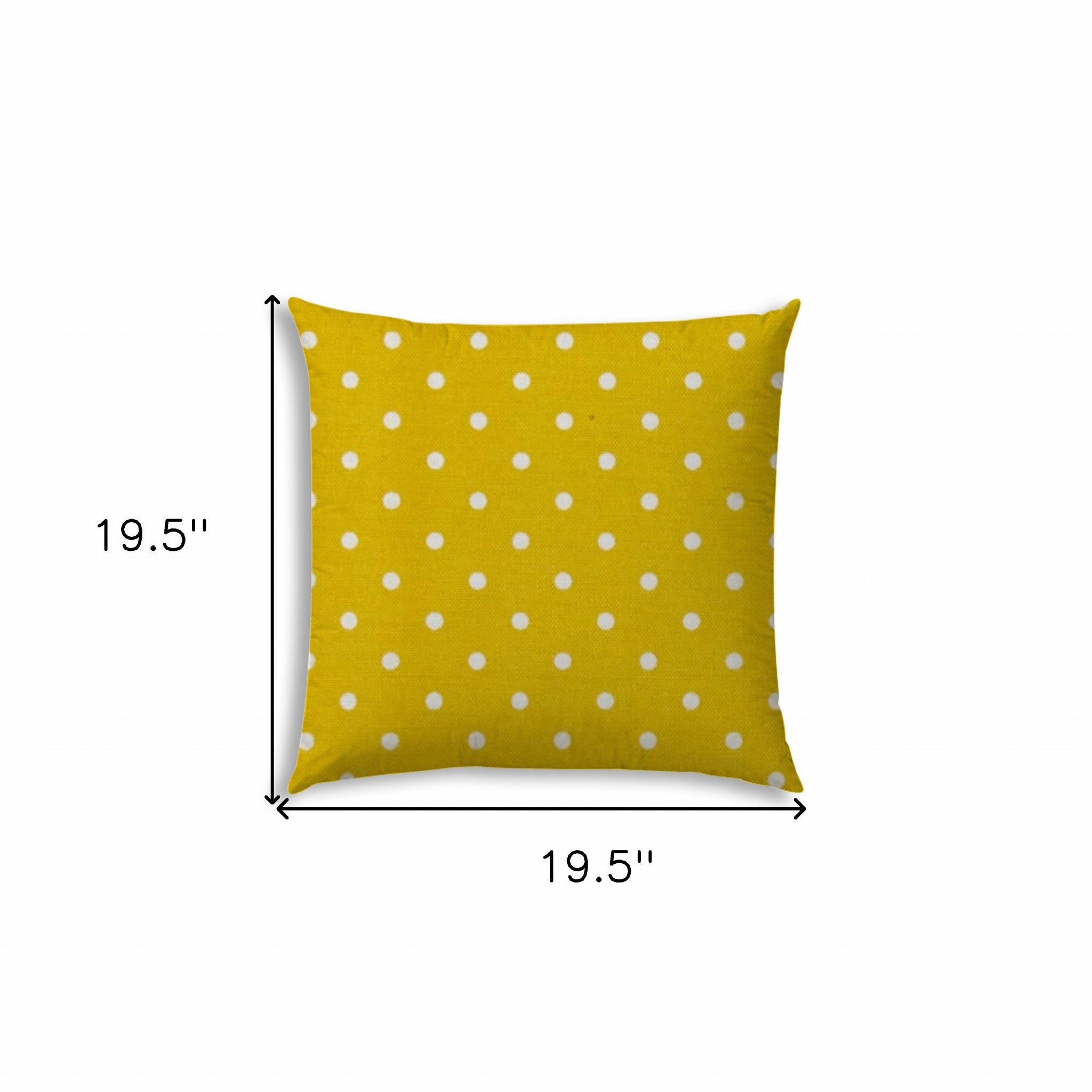 20" Yellow and White Polka Dot Indoor Outdoor Throw Pillow Cover