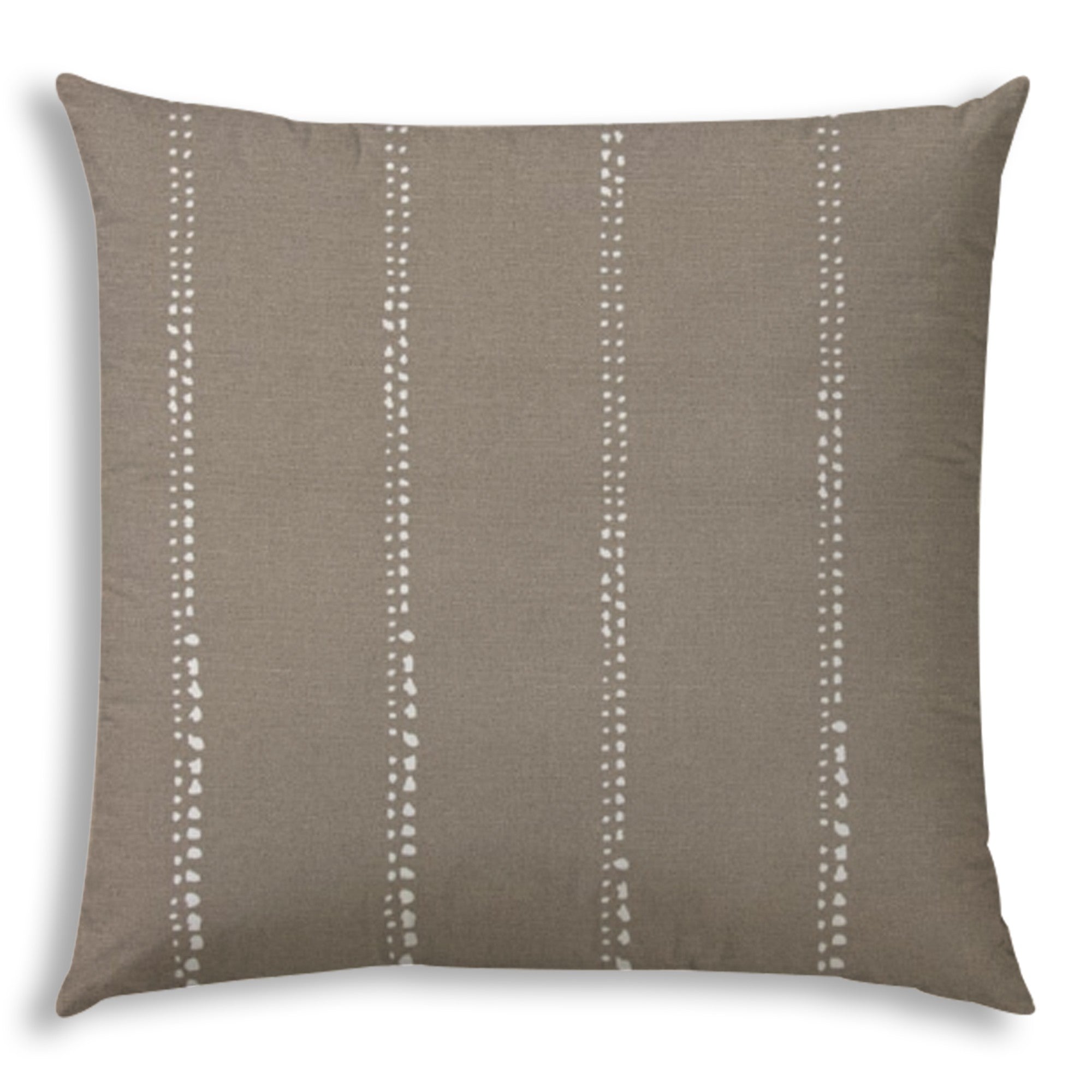 20" Taupe and White Striped Indoor Outdoor Throw Pillow Cover