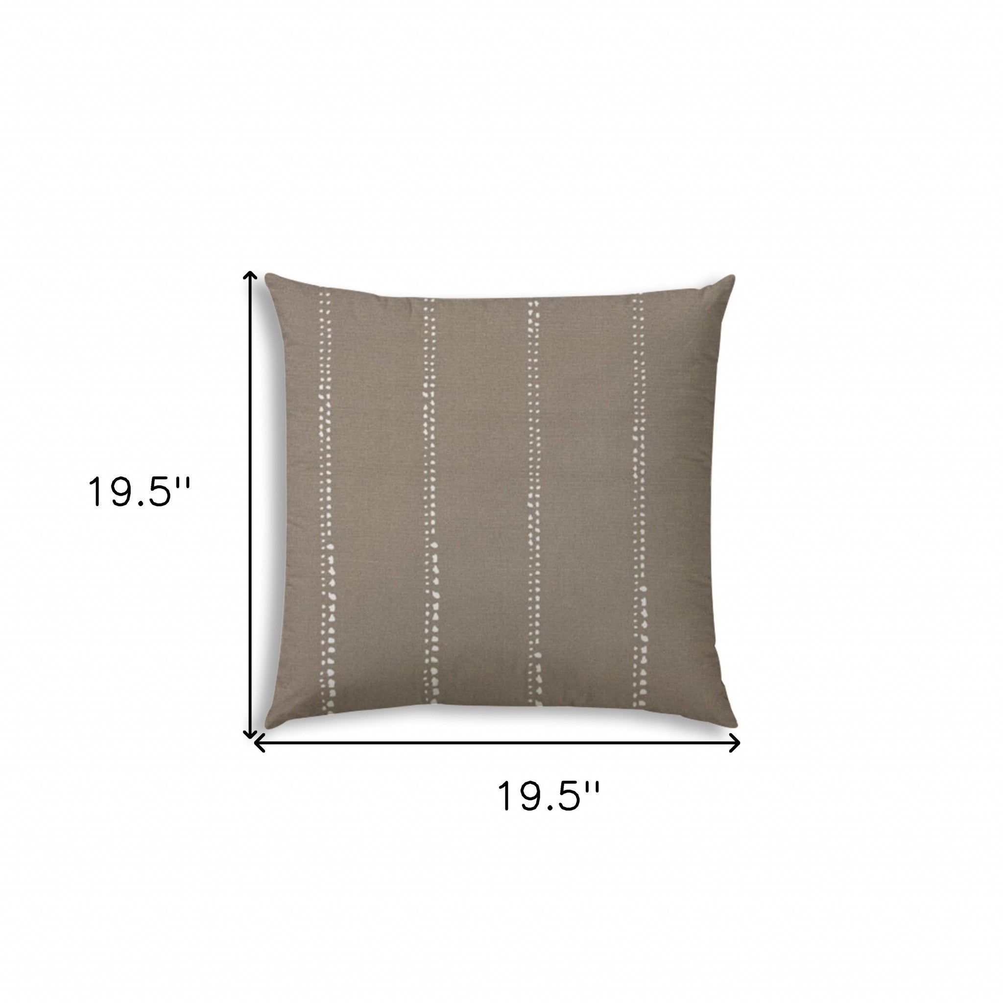 20" Taupe and White Striped Indoor Outdoor Throw Pillow Cover