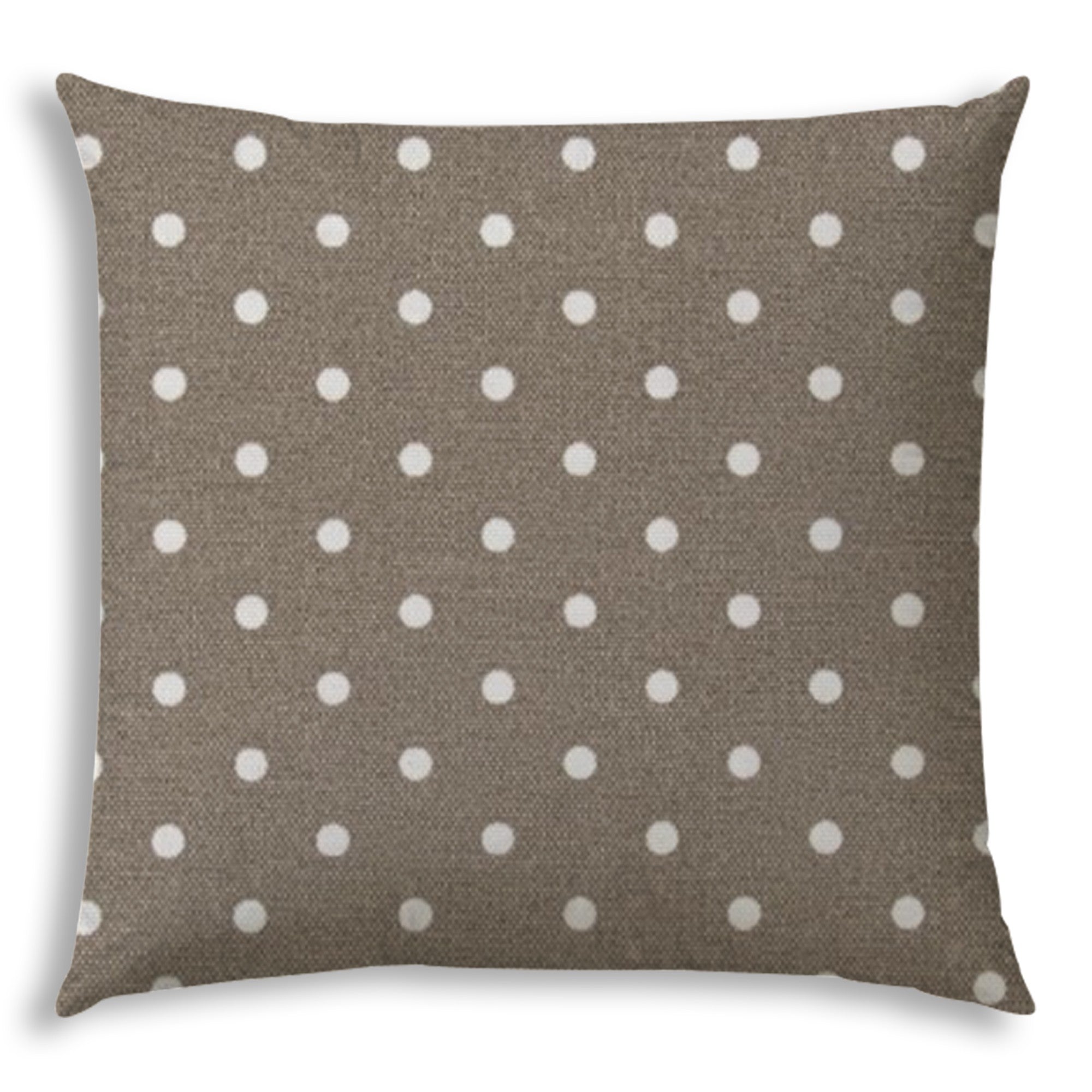 20" Taupe and White Polka Dot Indoor Outdoor Throw Pillow Cover