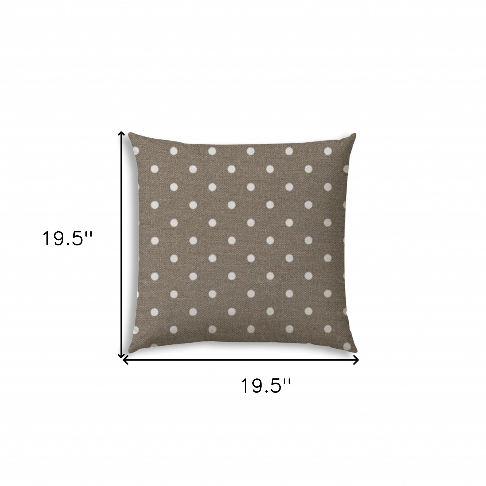 20" Taupe and White Polka Dot Indoor Outdoor Throw Pillow Cover