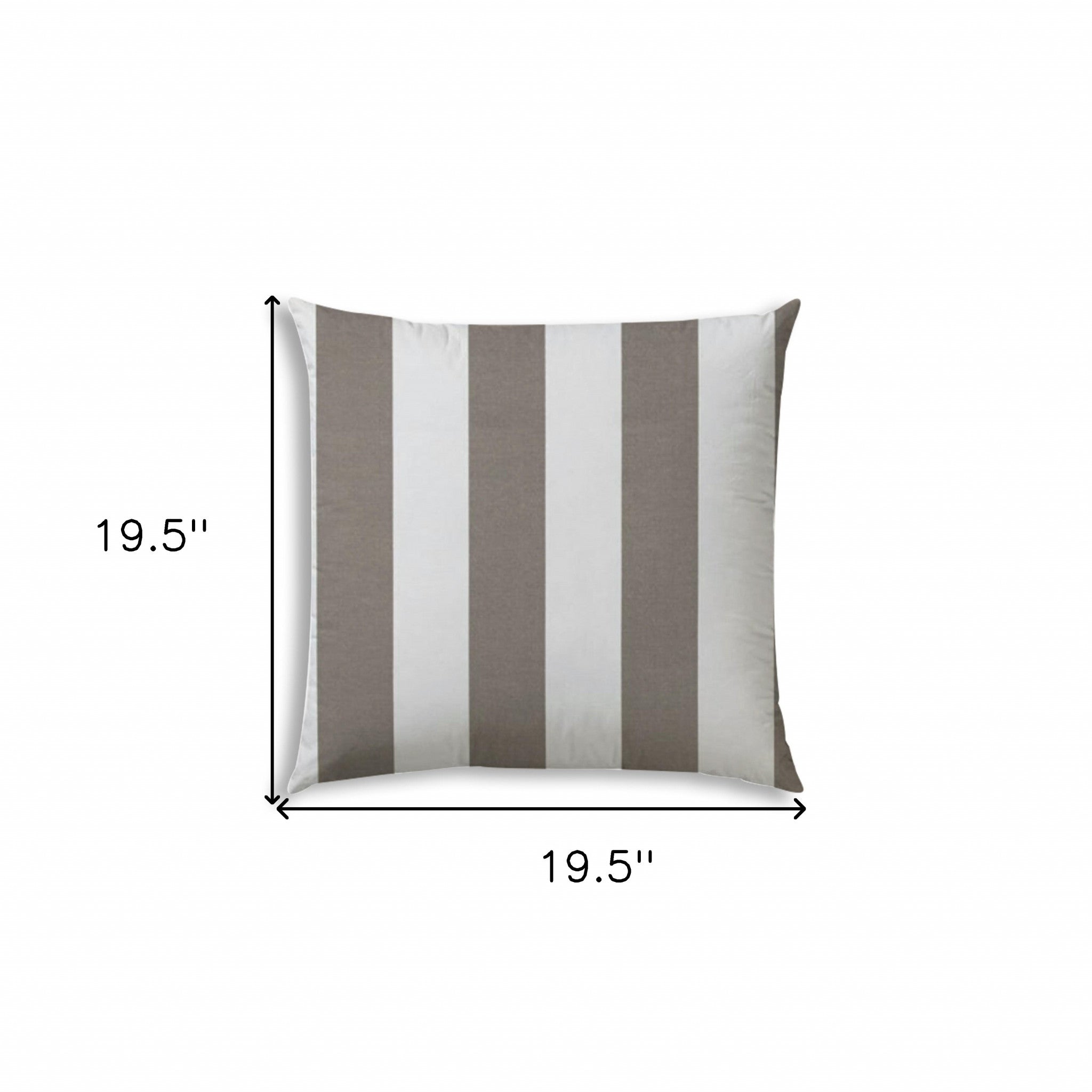 20" Taupe and Ivory Striped Indoor Outdoor Throw Pillow Cover