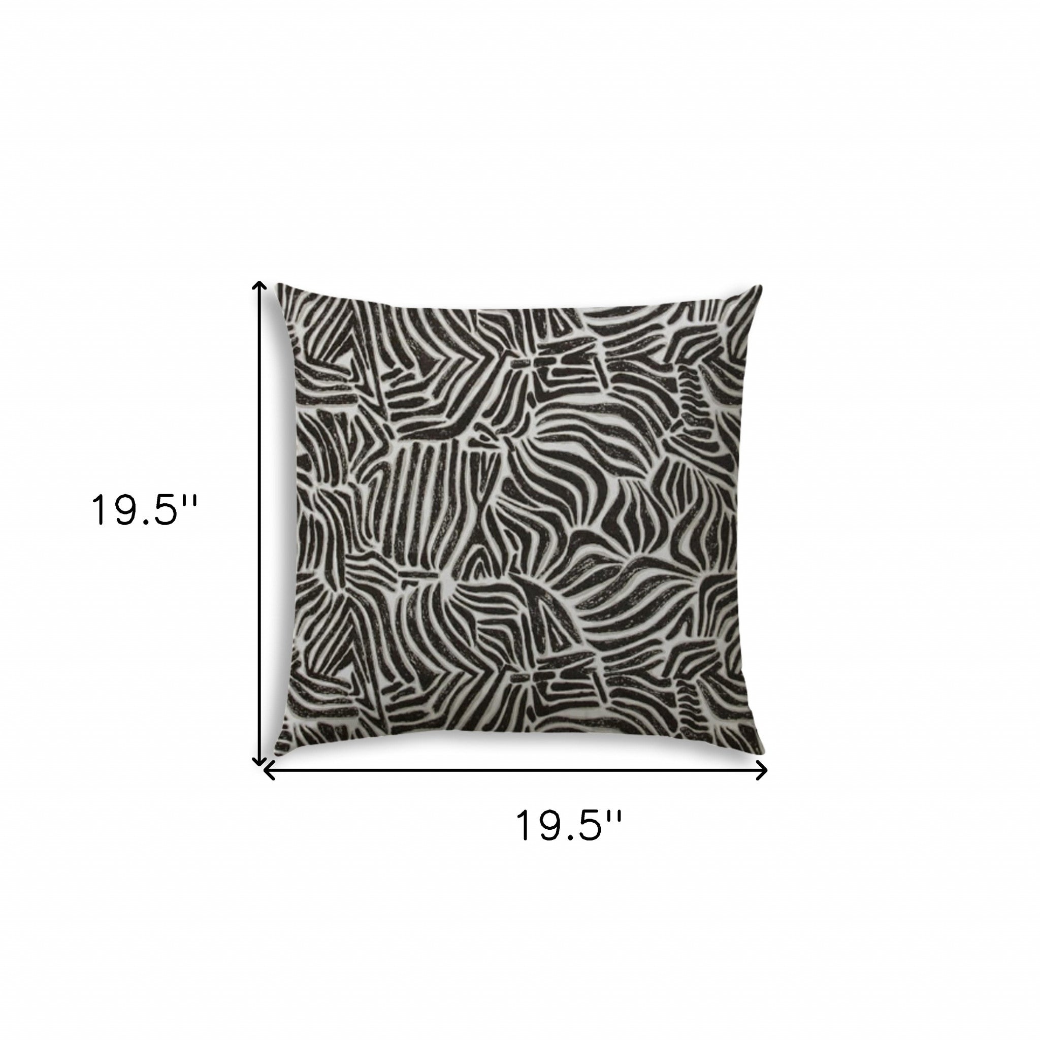 20" Black and Gray Indoor Outdoor Throw Pillow Cover