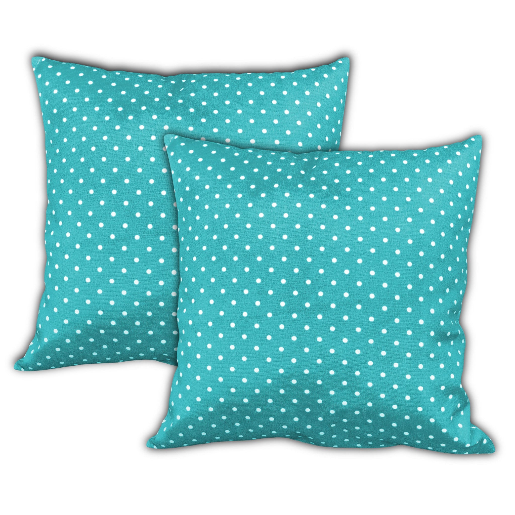 Set Of Three 19" X 19" Ocean Blue And White Zippered Polka Dots Throw Indoor Outdoor Pillow Cover