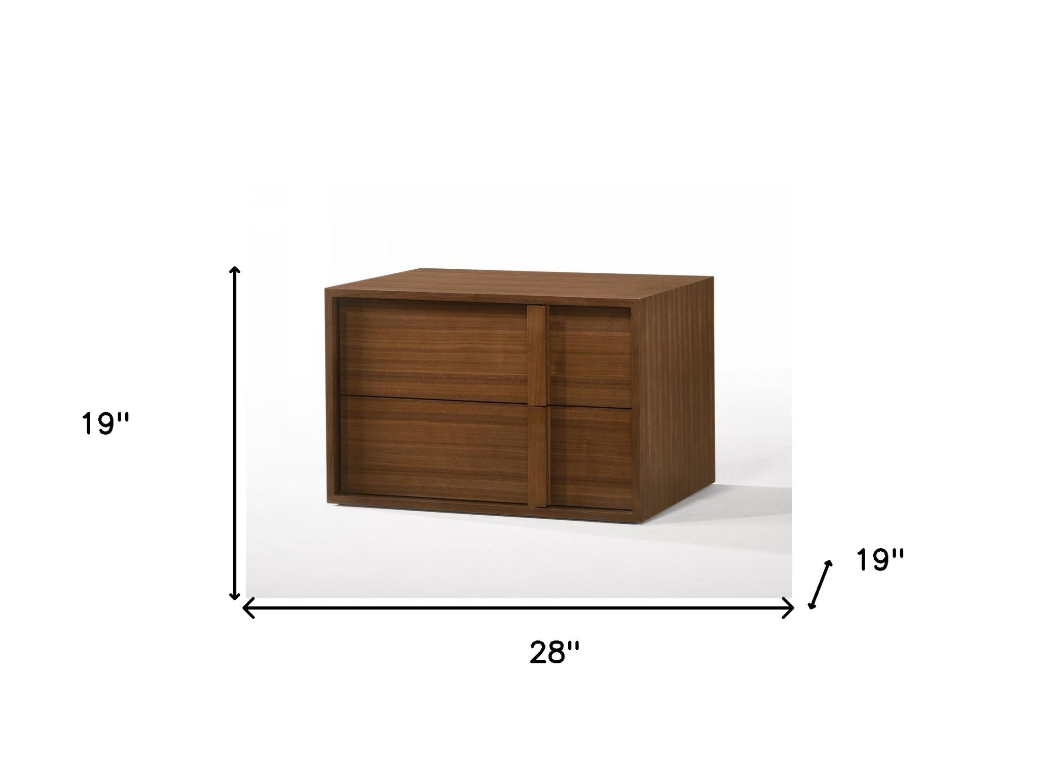 Modern Walnut Nightstand with Two Integrated Drawers