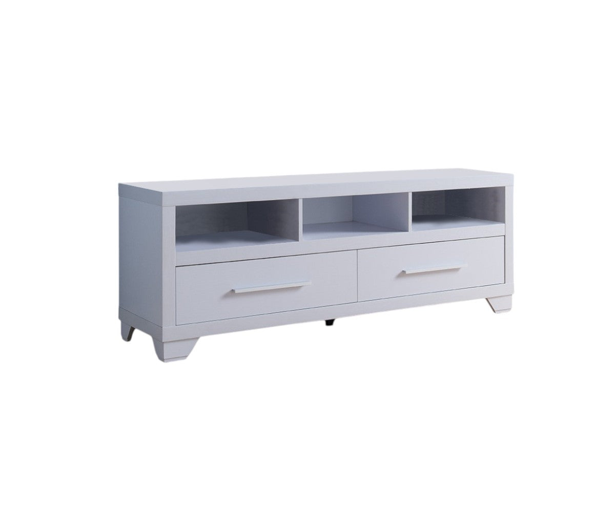 60" White Particle Board And Mdf Cabinet Enclosed Storage TV Stand