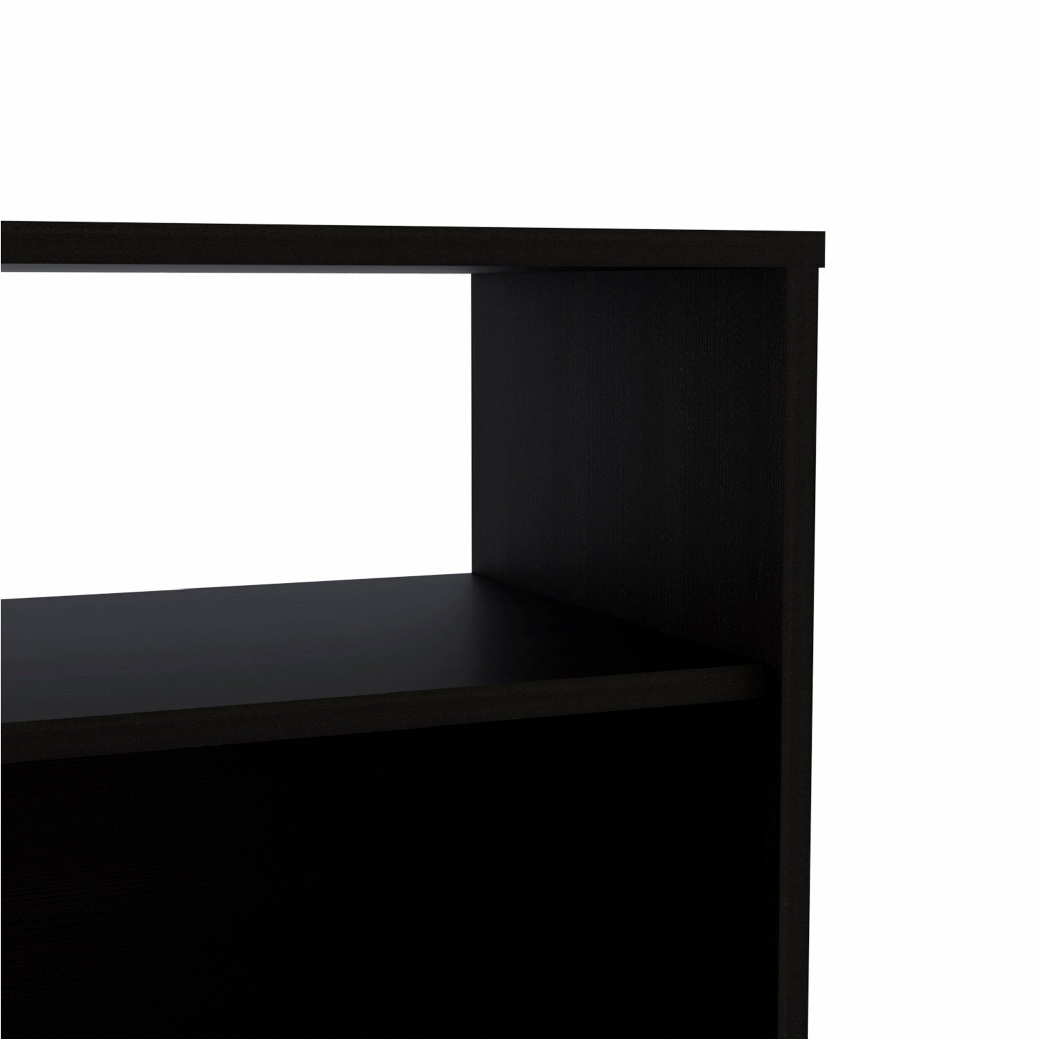 23" Black One Cabinet Faux Wood Nightstand