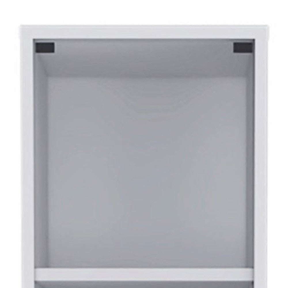 White Bathroom Storage Cabinet with Glass Door and Sliding Drawers