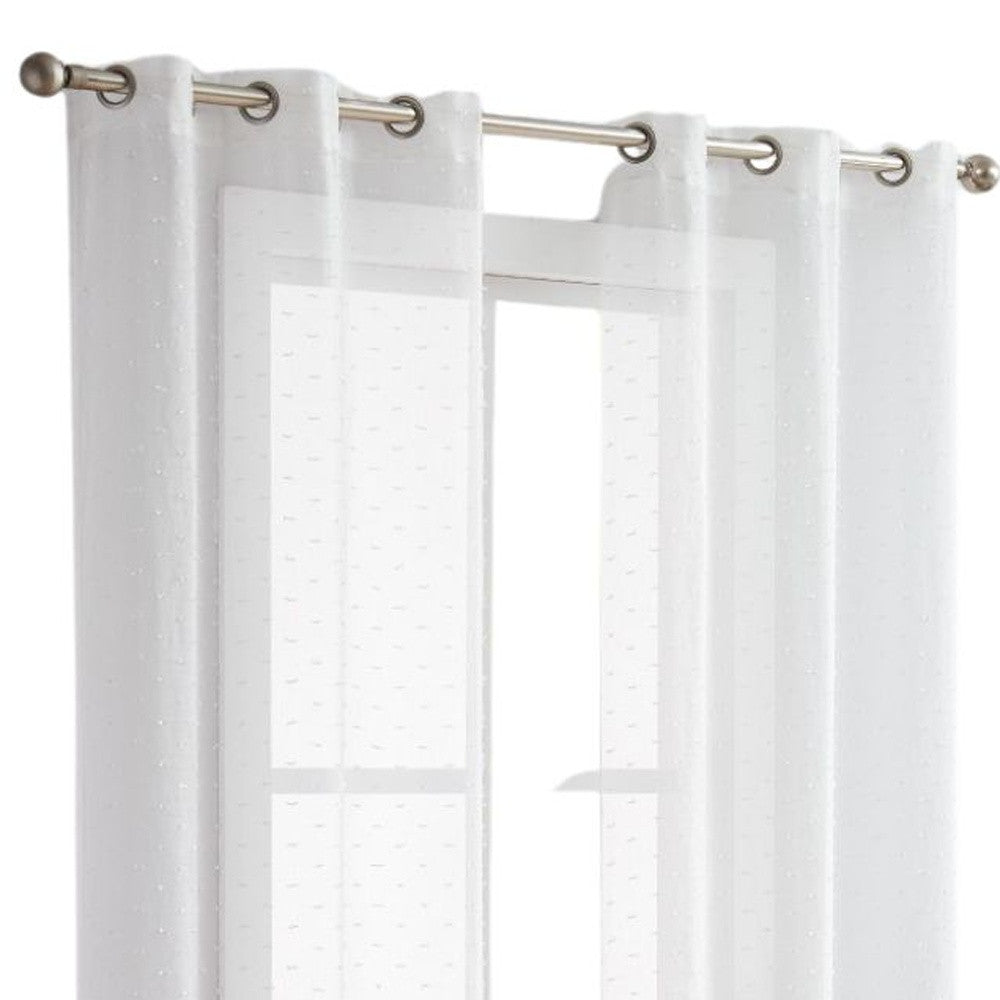 Set of Two 96" White Sprinkled Embellishment Window Curtain Panels