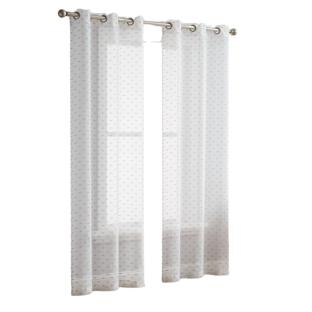 Set of Two 96" Silver Sprinkled Embellishment Window Curtain Panels