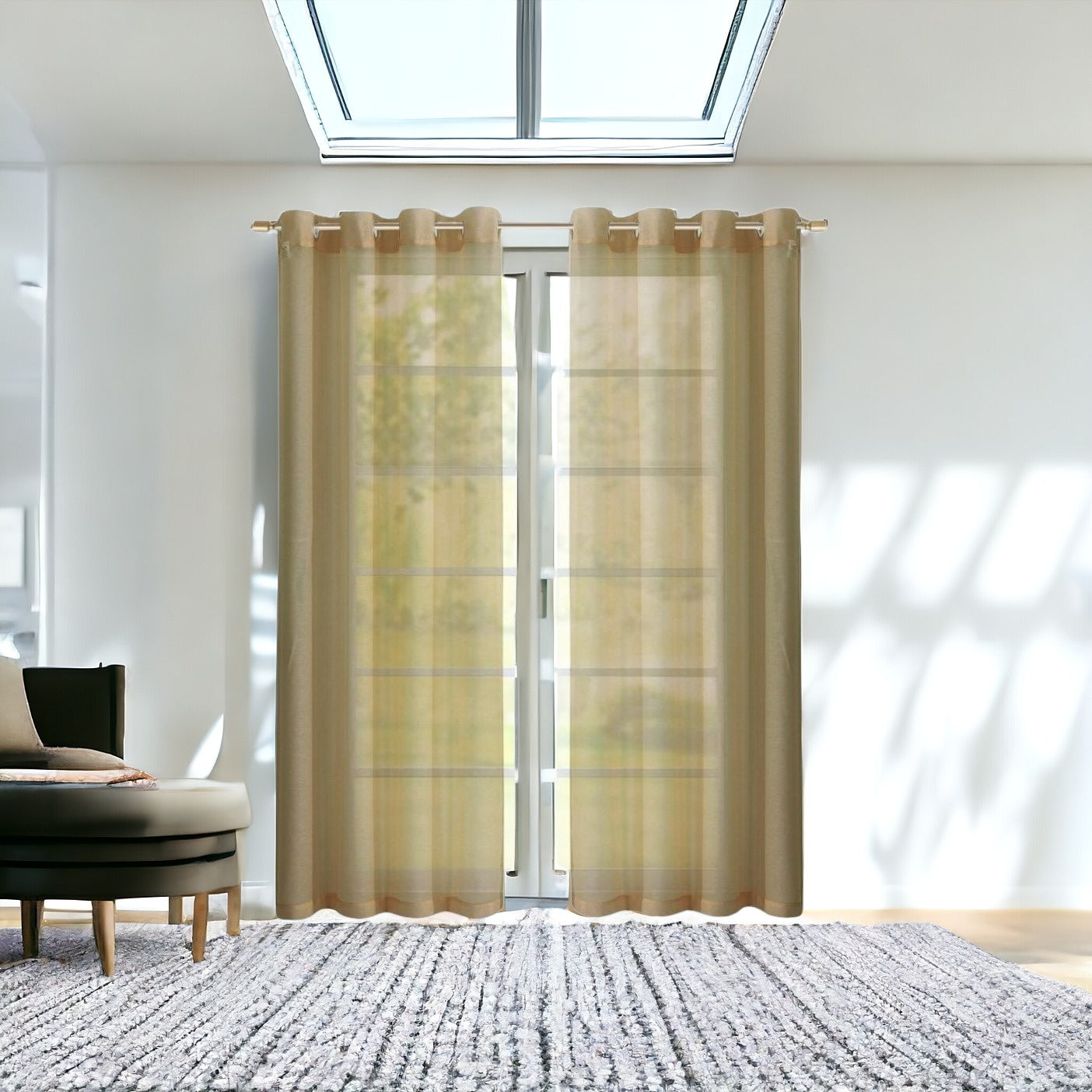 Set of Two 84"  Tan Solid Modern Window Panels