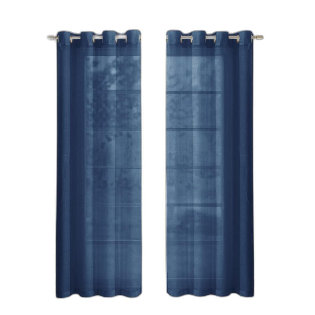 Set of Two 84"  Blue Solid Modern Window Panels