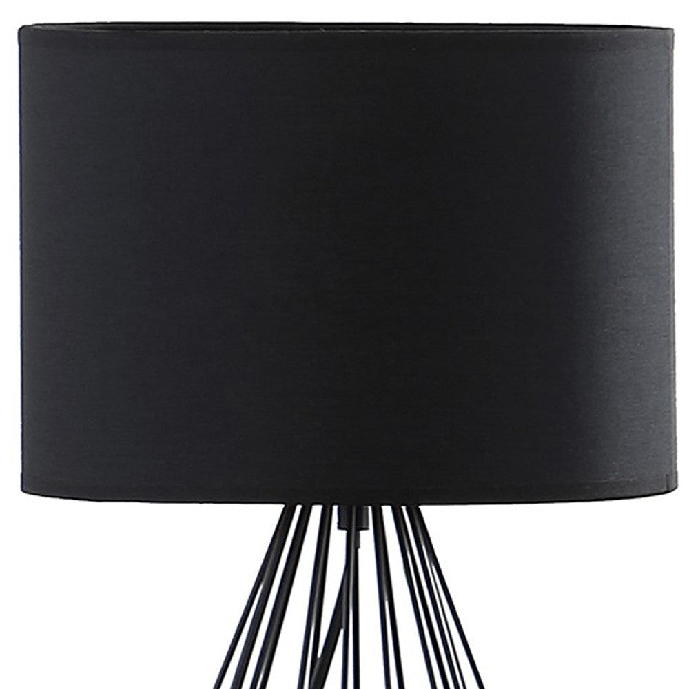 18” Asymmetric Black Cage Metal Table Lamp