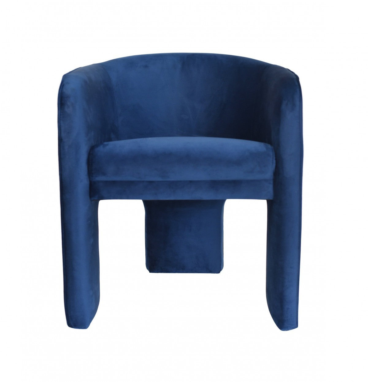 28" Contemporary Royal Blue Gray Velvet Three Legged Chair