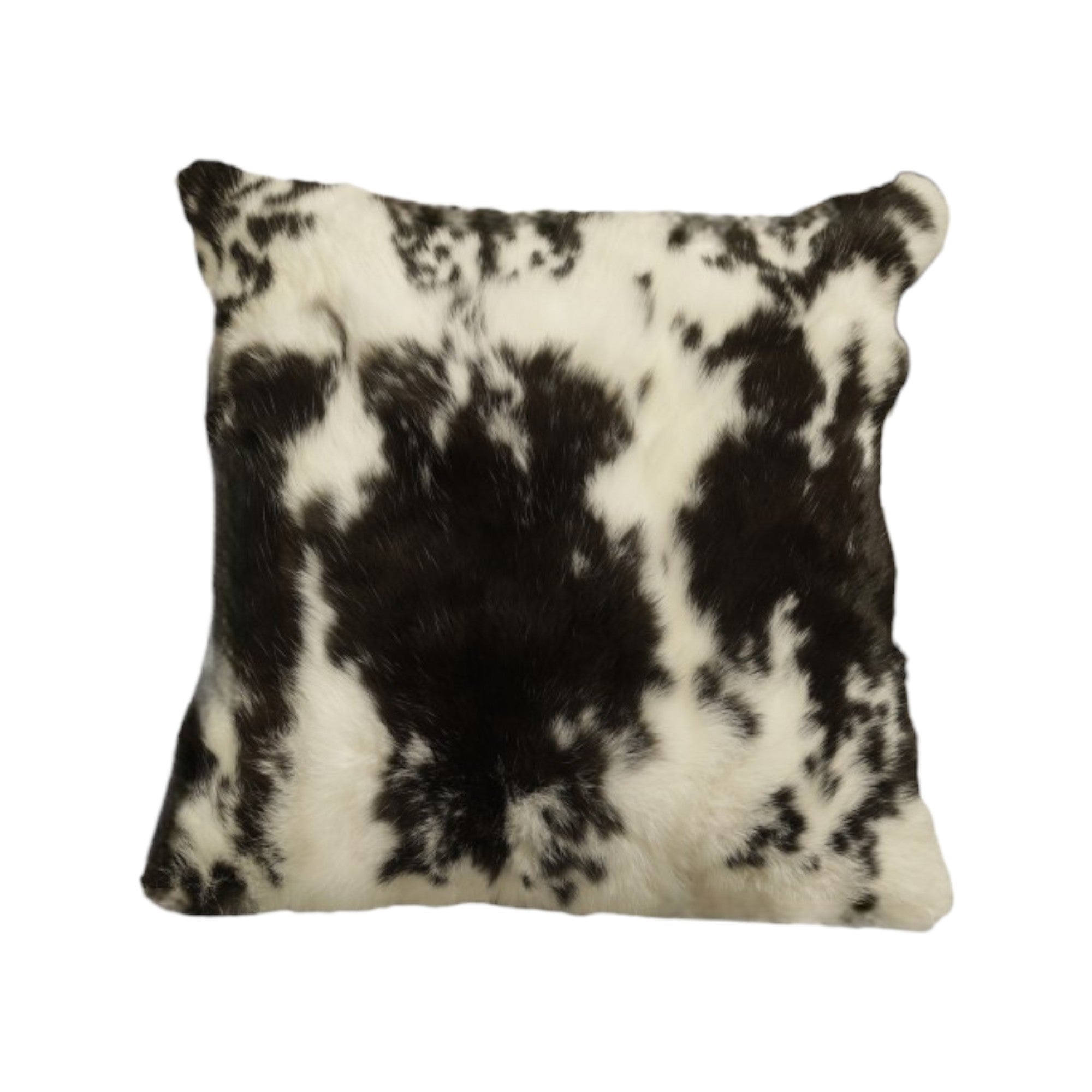 Set of Two 18" Black and White Rabbit Natural Fur Throw Pillow