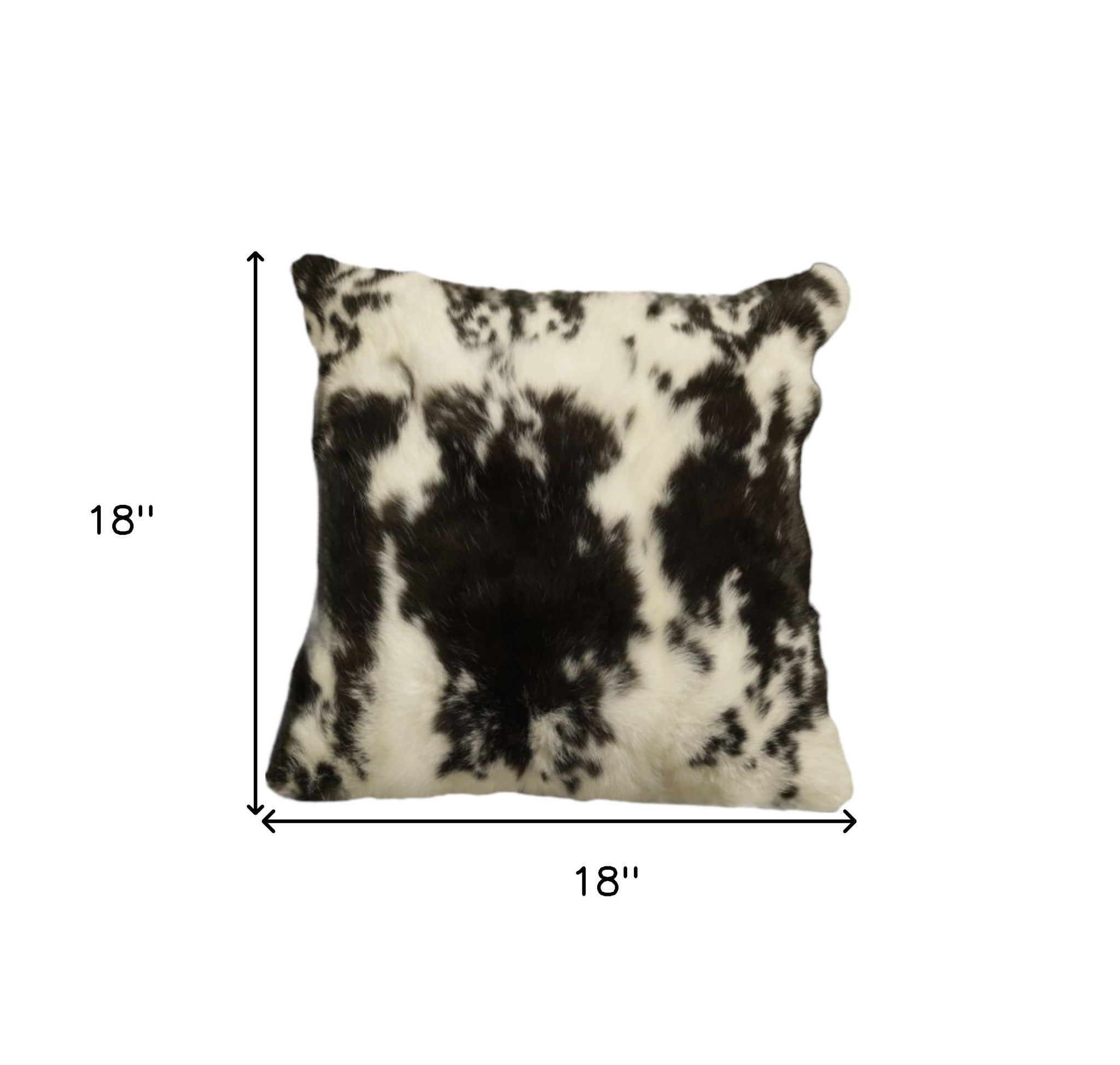 Set of Two 18" Black and White Rabbit Natural Fur Throw Pillow