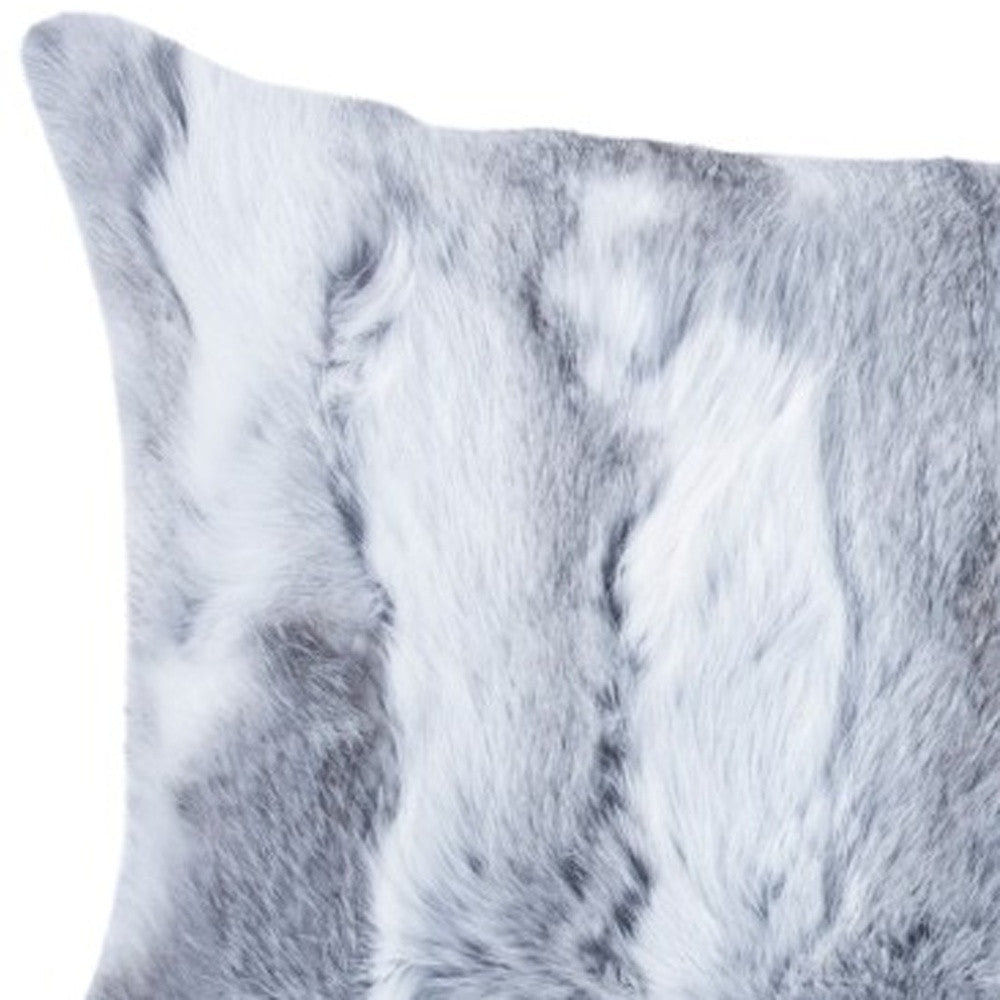 Set of Two 12" X 20" Gray Rabbit Natural Fur Throw Pillow