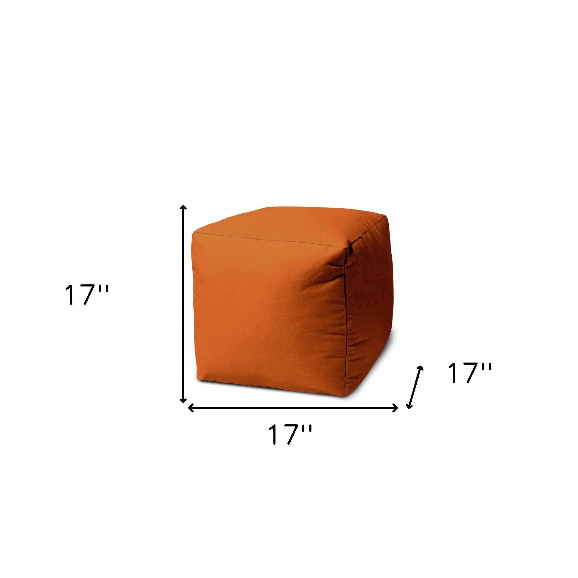 17" Cool Orange Solid Color Indoor Outdoor Pouf Ottoman