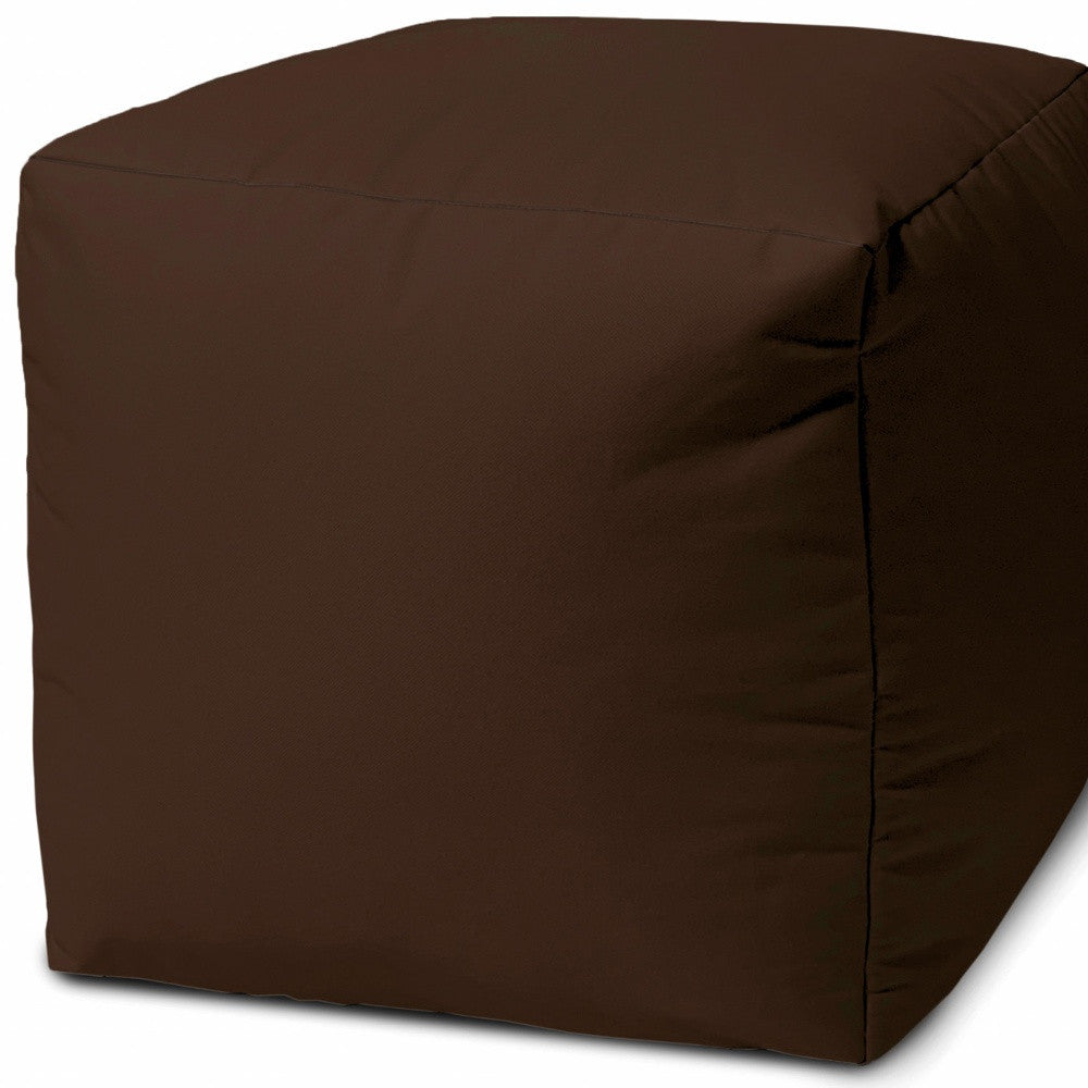 17" Cool Dark Chocolate Brown Solid Color Indoor Outdoor Pouf Ottoman