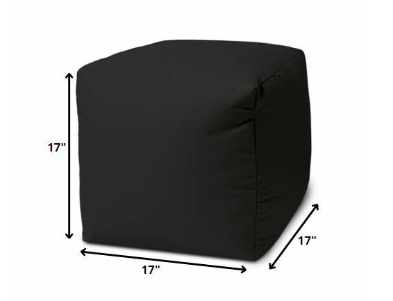 17" Cool Jet Black Solid Color Indoor Outdoor Pouf Ottoman